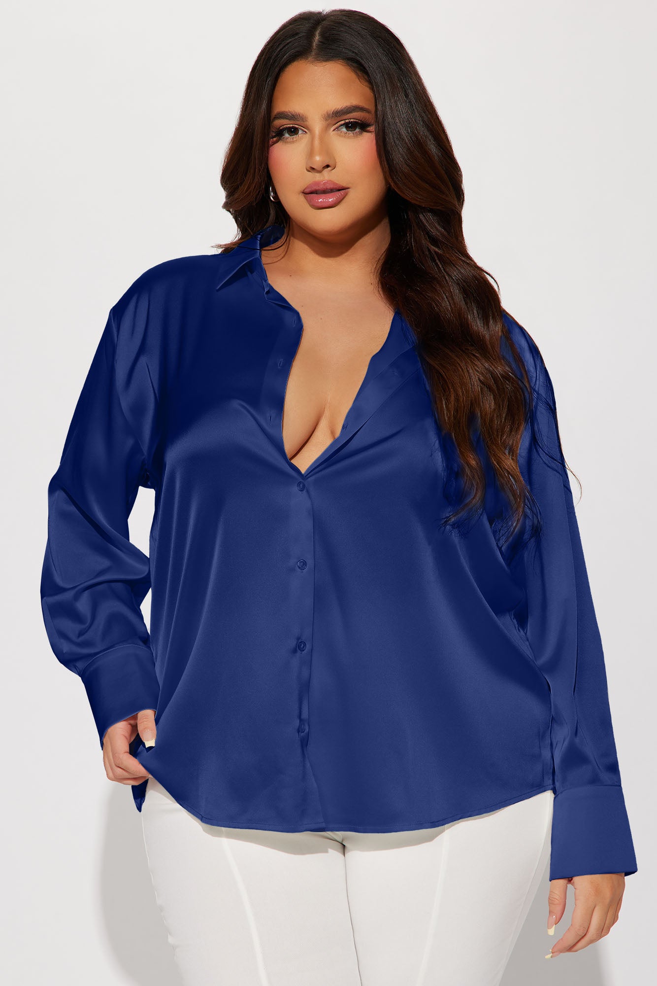 Feelin' Popular Satin Shirt - Blue - Image 4