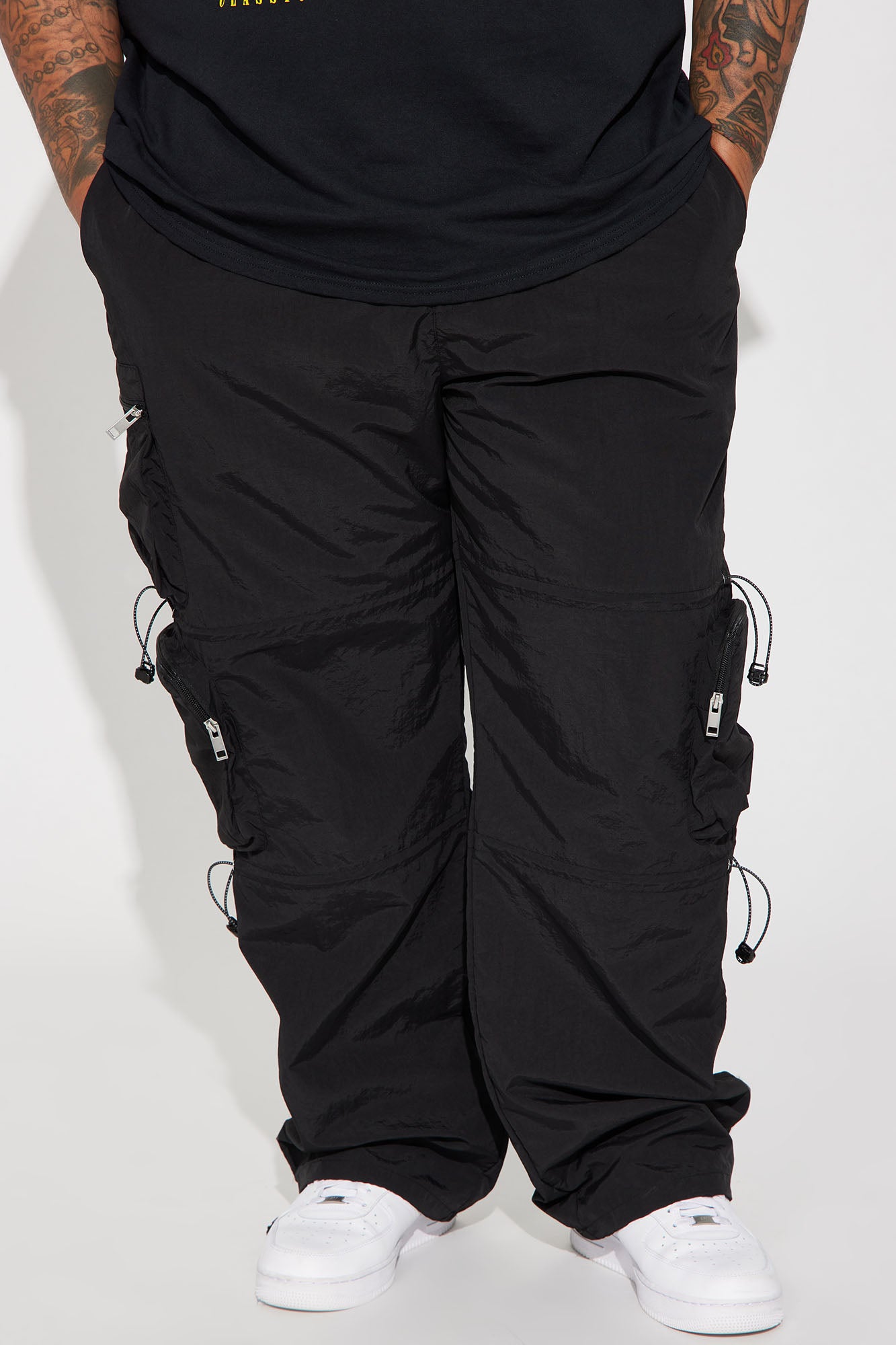 Act Like Homie Nylon Drawstring Cargo Pants - Black - Image 6