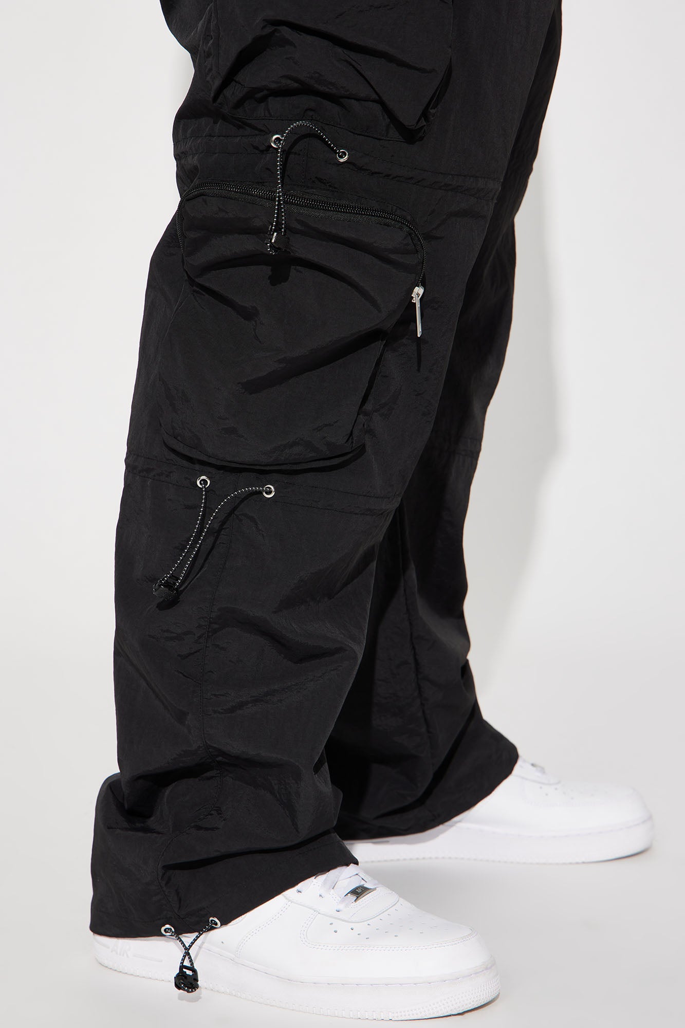 Act Like Homie Nylon Drawstring Cargo Pants - Black - Image 8