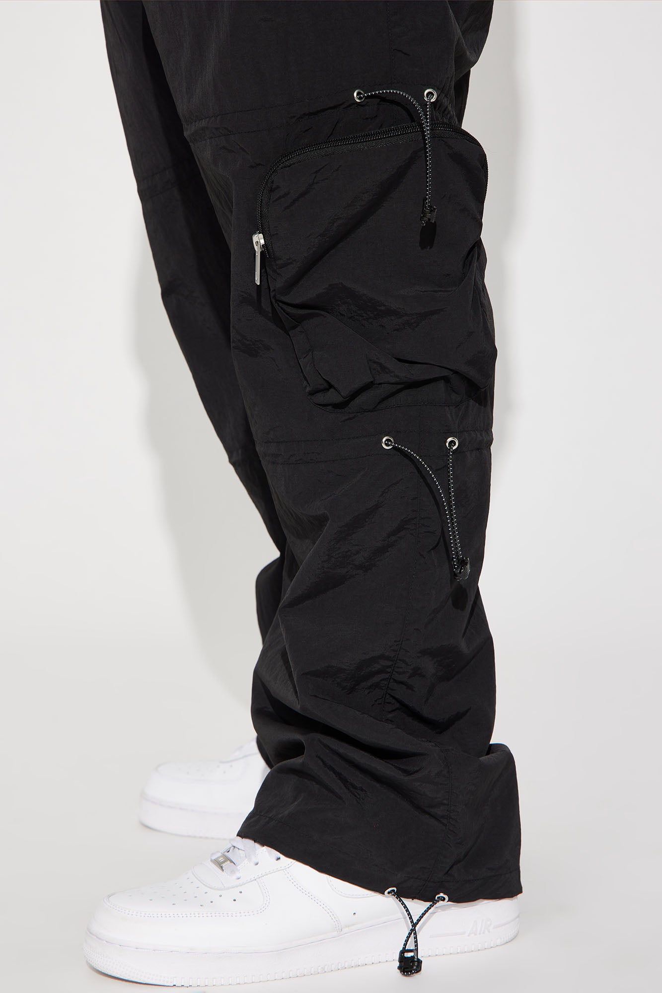 Act Like Homie Nylon Drawstring Cargo Pants - Black - Image 9