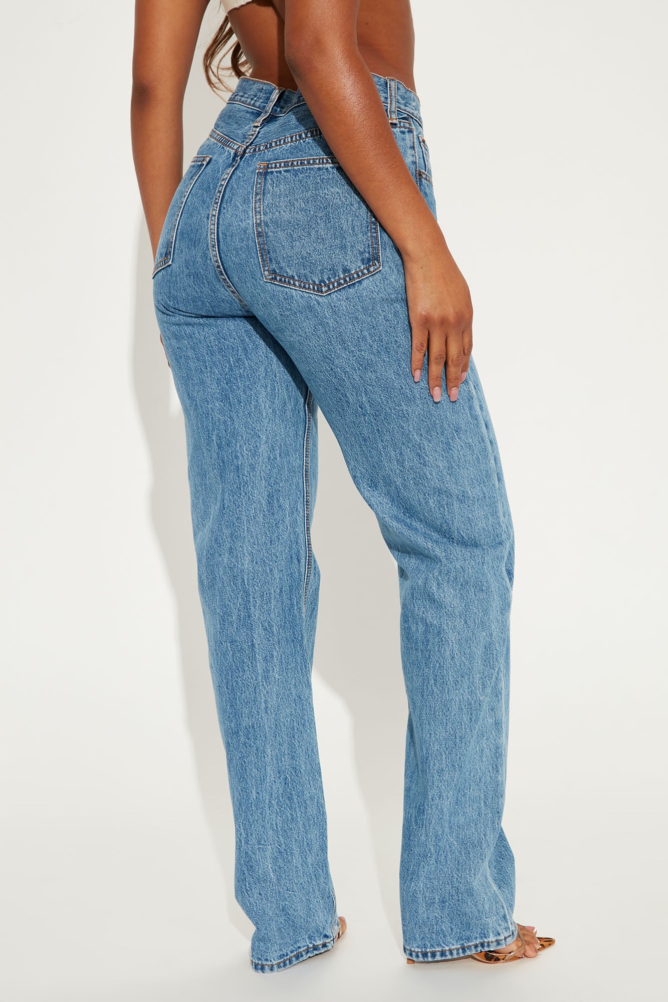 Tall Crossover Straight Leg Jeans - Medium Wash - Image 4
