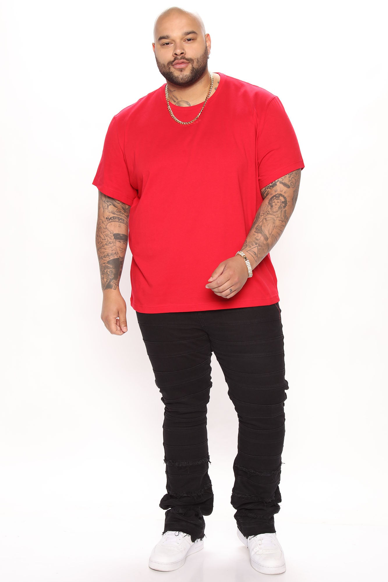 Essential Short Sleeve Crew Tee - Red - Image 6