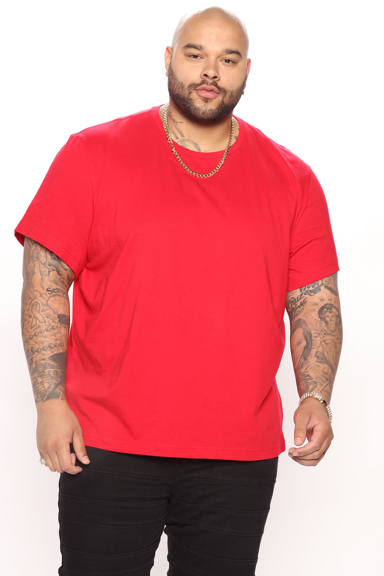 Essential Short Sleeve Crew Tee - Red - Image 5