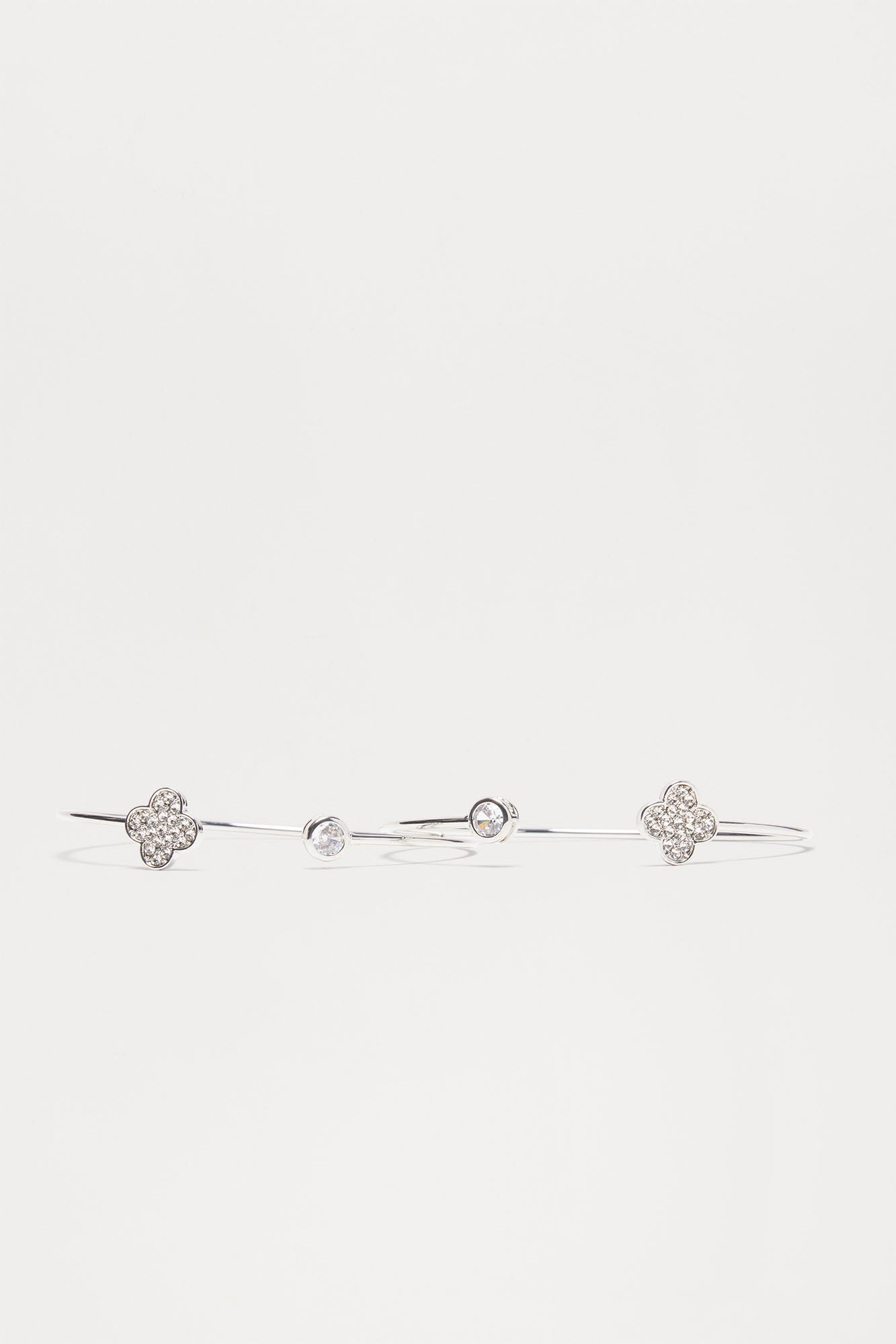 Quartz Clover 2 Piece Bracelet Set - Silver - Image 3
