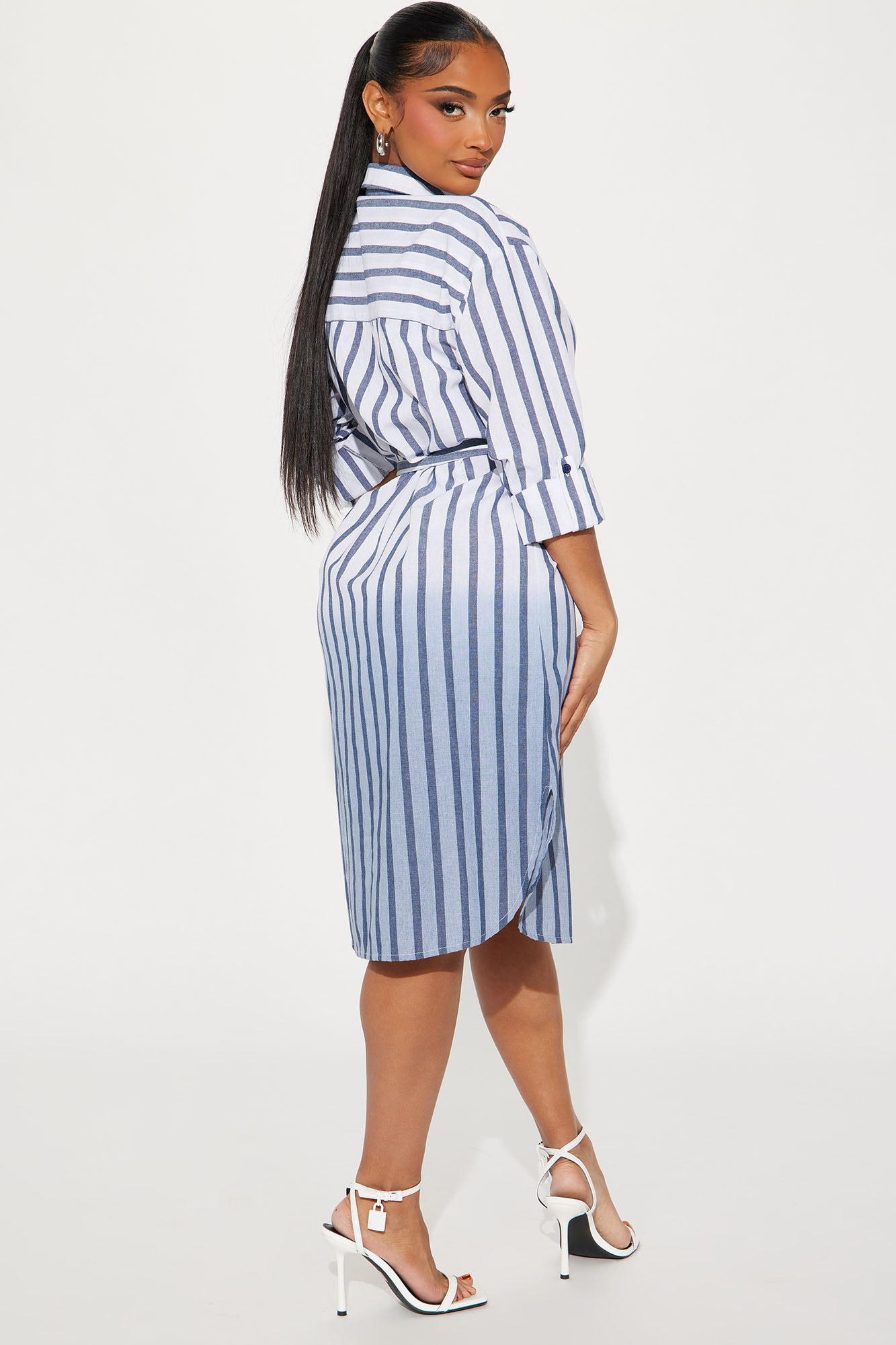 Annalisa Midi Shirt Dress - Navy - Image 3