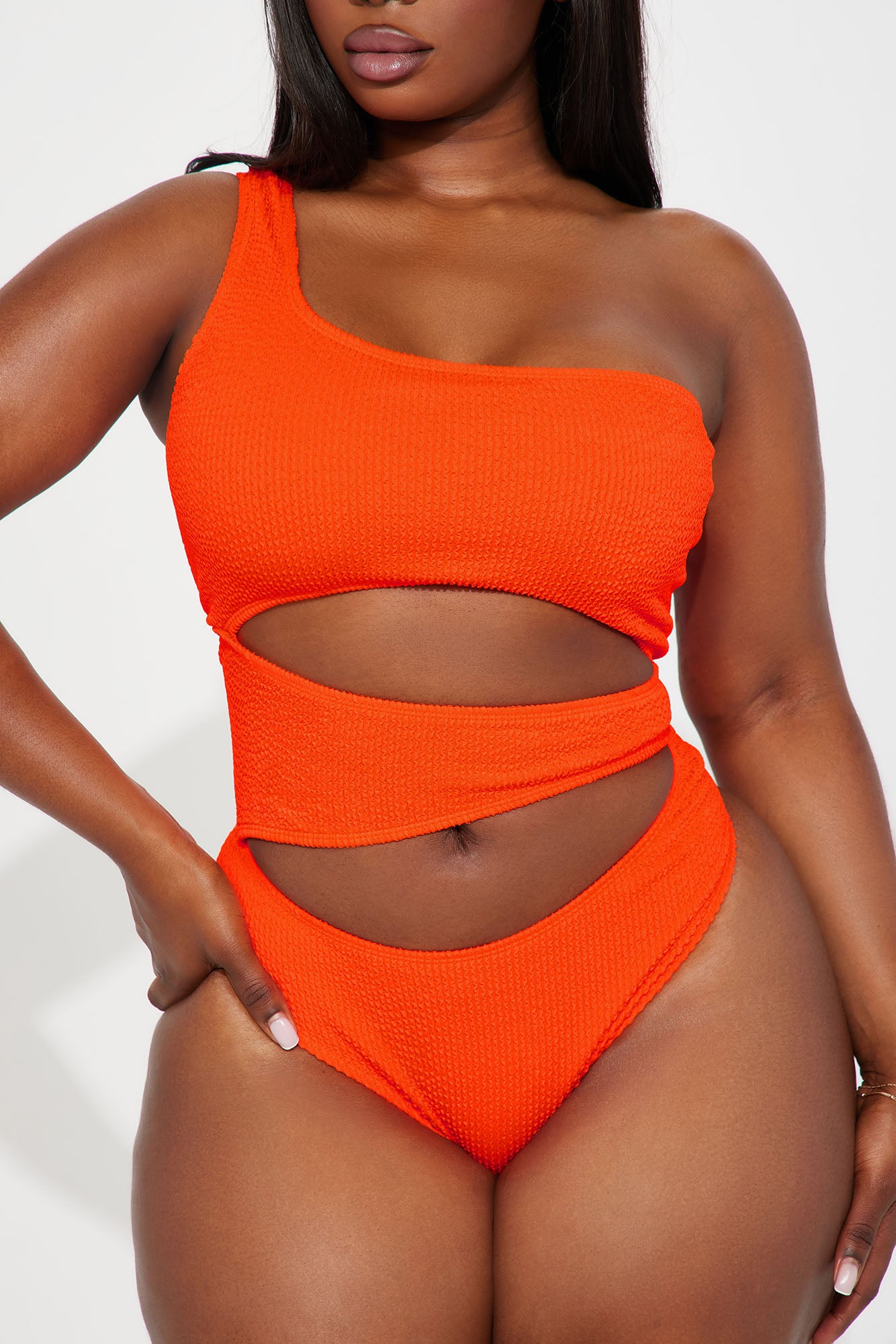 Alise One Shoulder Cutout 1 Piece Swimsuit - Orange - Image 5