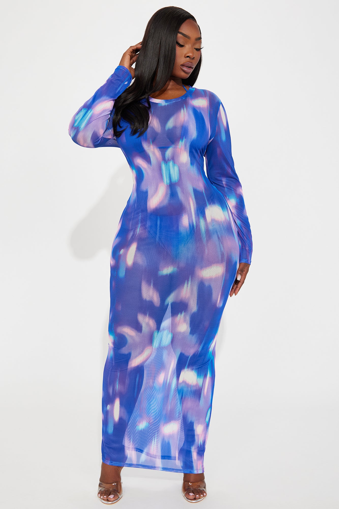 Thalia Mesh Cover Up Maxi Dress - Purple/combo - Image 4