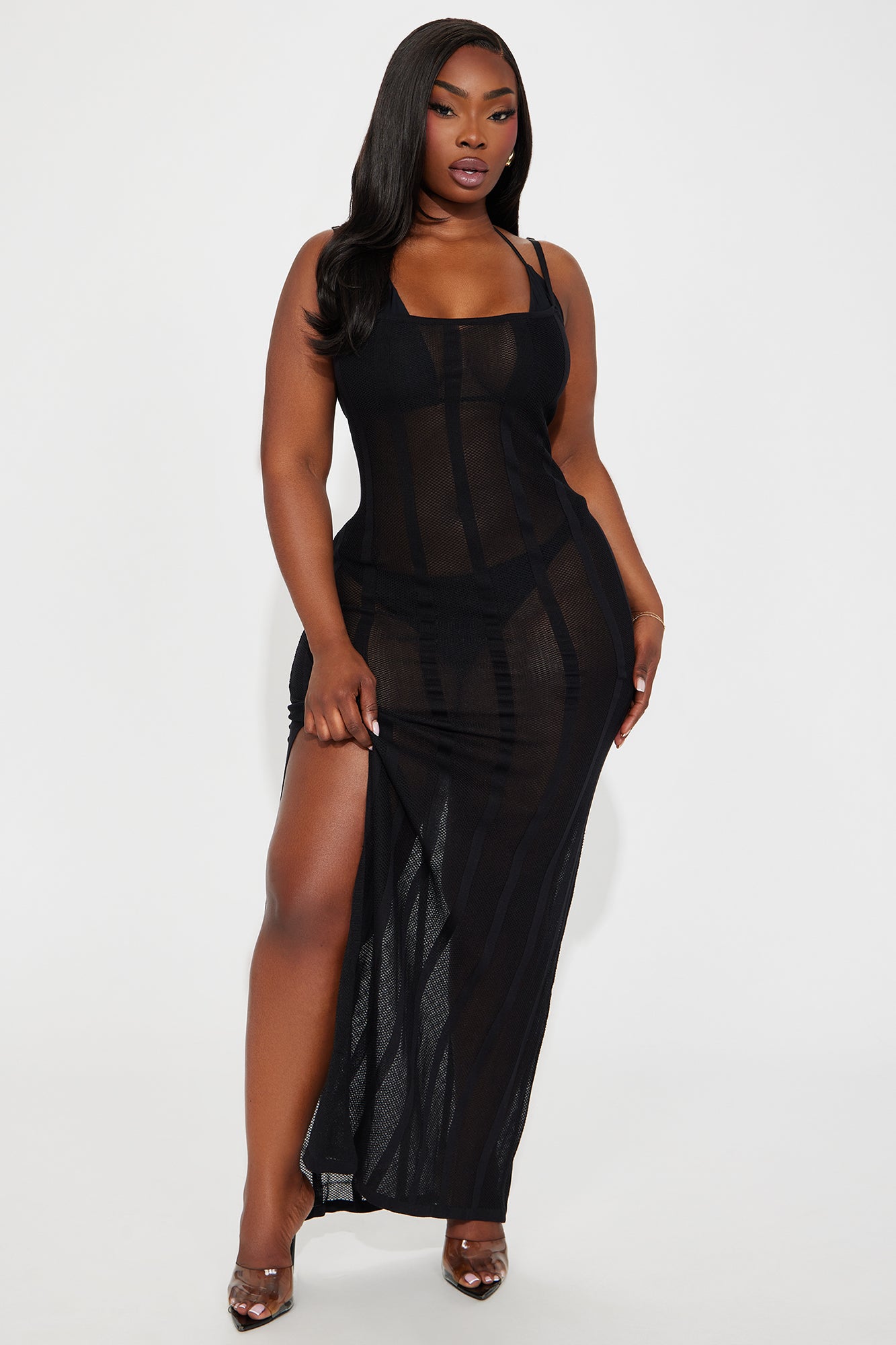 Krystie Crochet Cover Up Maxi Dress - Black - Image 4