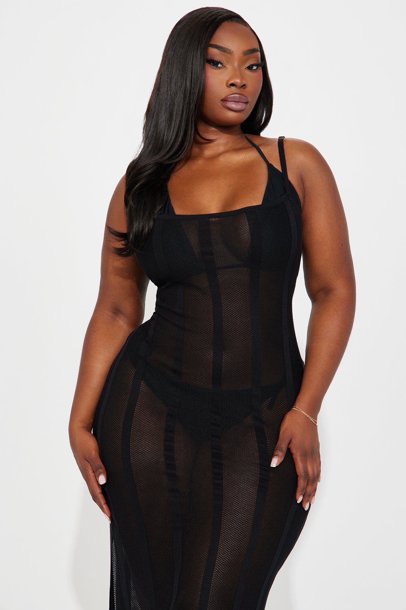 Krystie Crochet Cover Up Maxi Dress - Black - Image 5