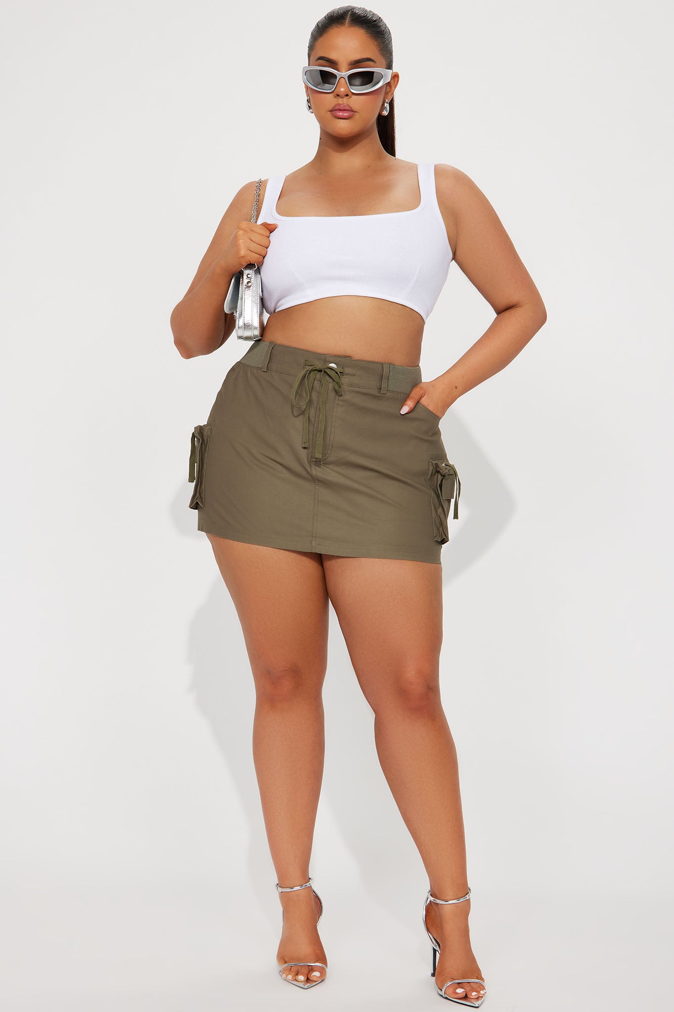 Caught My Attention Cargo Skort - Olive - Image 4