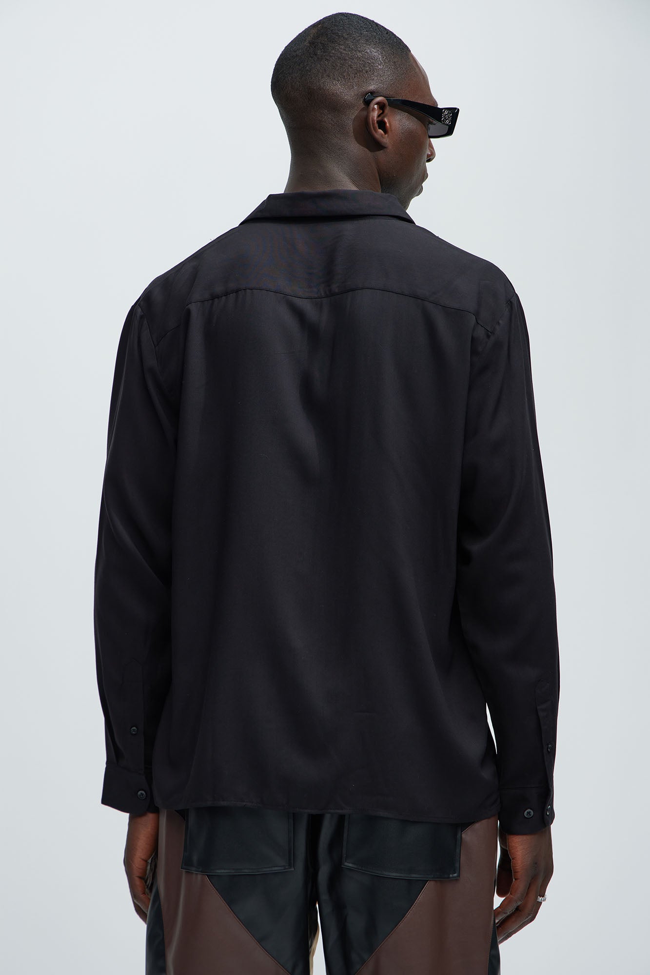 Dawson Relaxed Long Sleeve Button Up Shirt - Black - Image 8