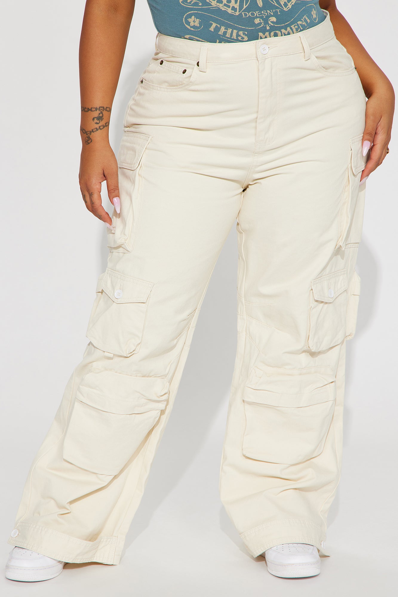 Weekender Wide Leg Cargo Pant - Ivory - Image 5