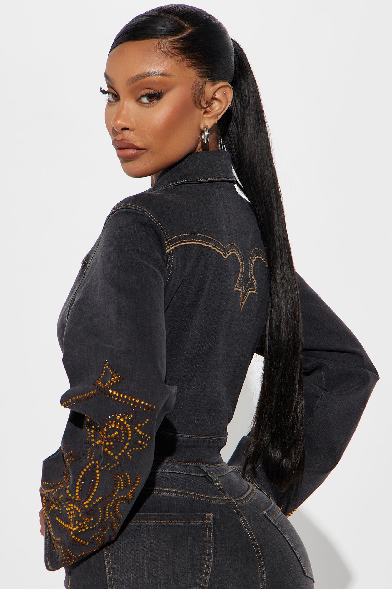 Lone Ranger Embellished Denim Jacket - Black Wash - Image 3