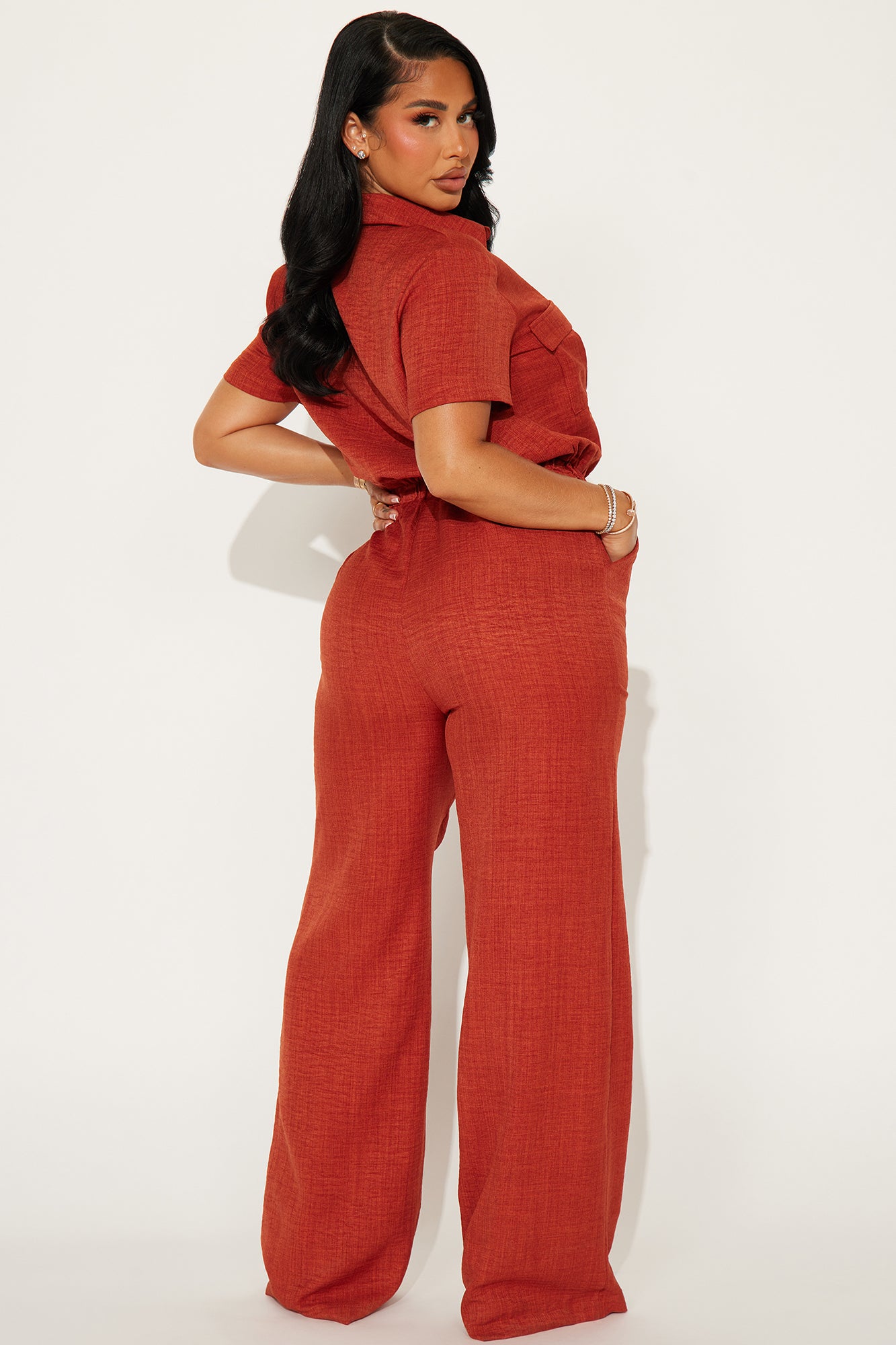 Come Find Me Linen Jumpsuit - Rust - Image 3