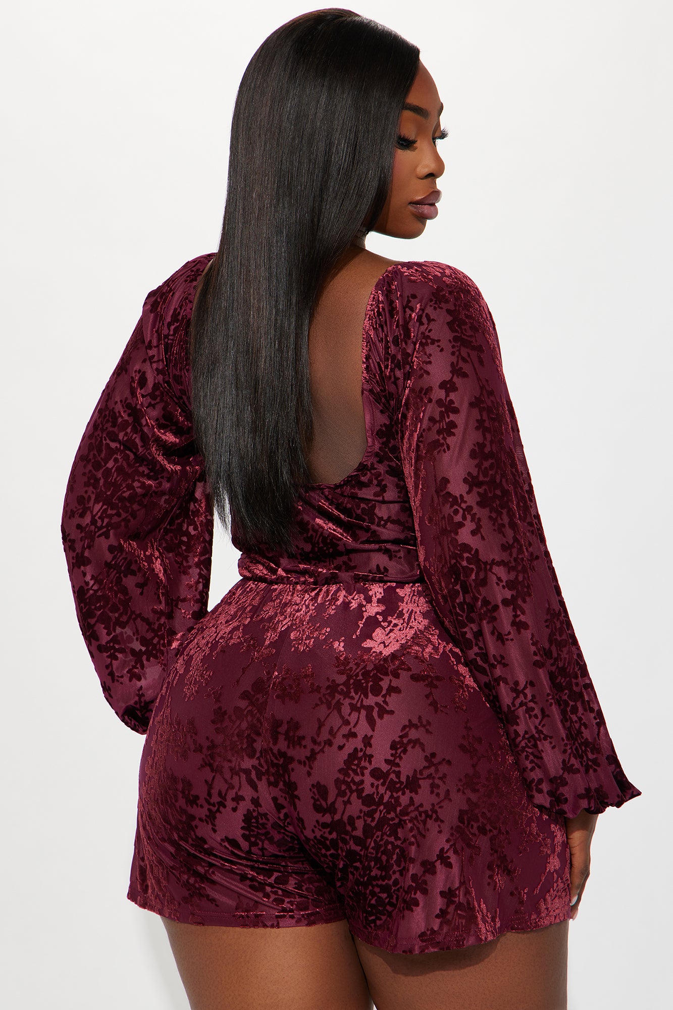 Alice Velvet Romper - Wine - Image 6