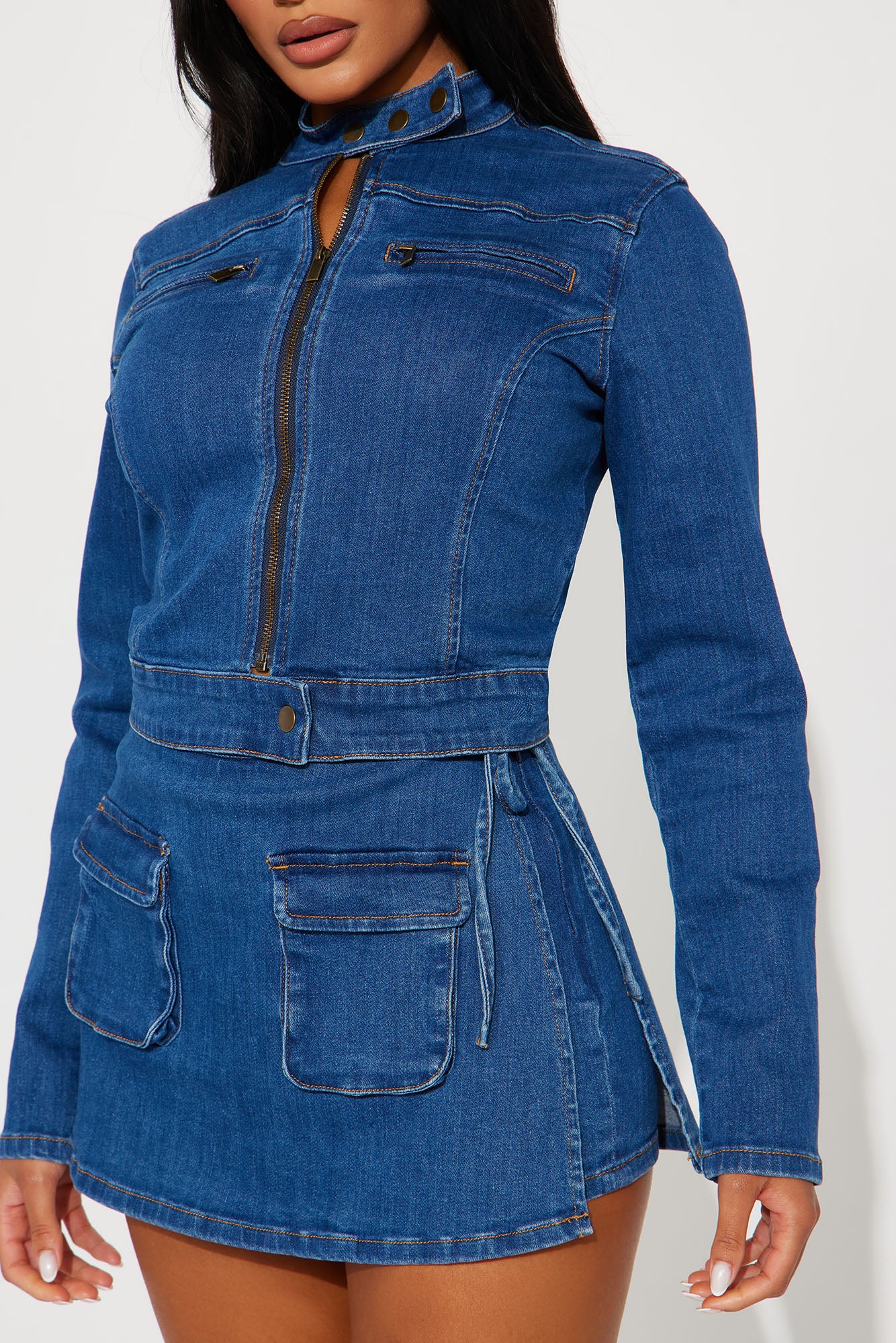 Stay Chic Denim Skort Set - Medium Wash - Image 4