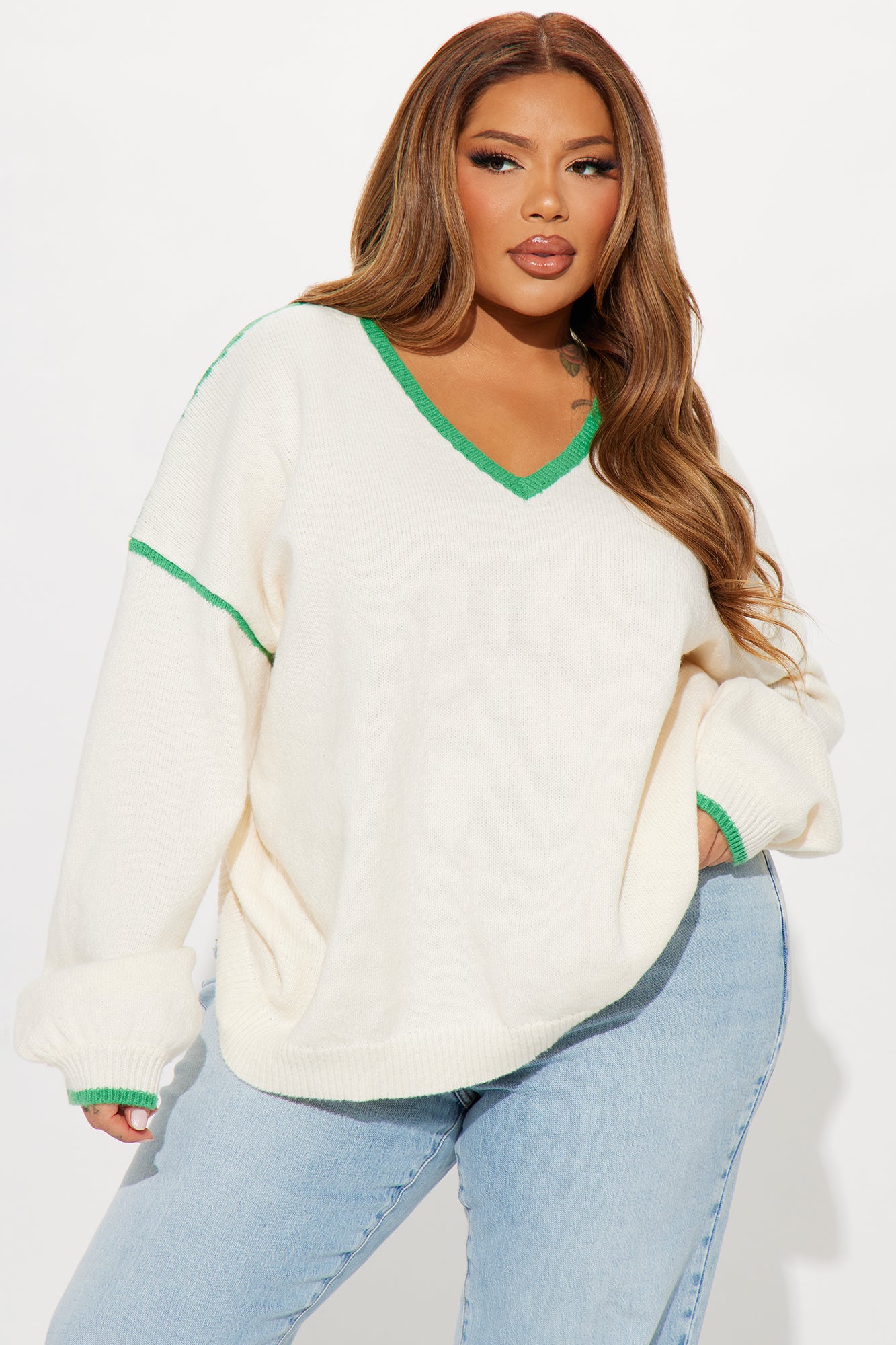 Sporty Oversized Sweater - Kelly Green - Image 5