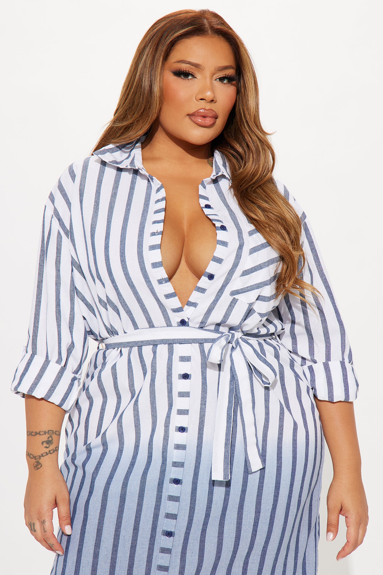 Annalisa Midi Shirt Dress - Navy - Image 5