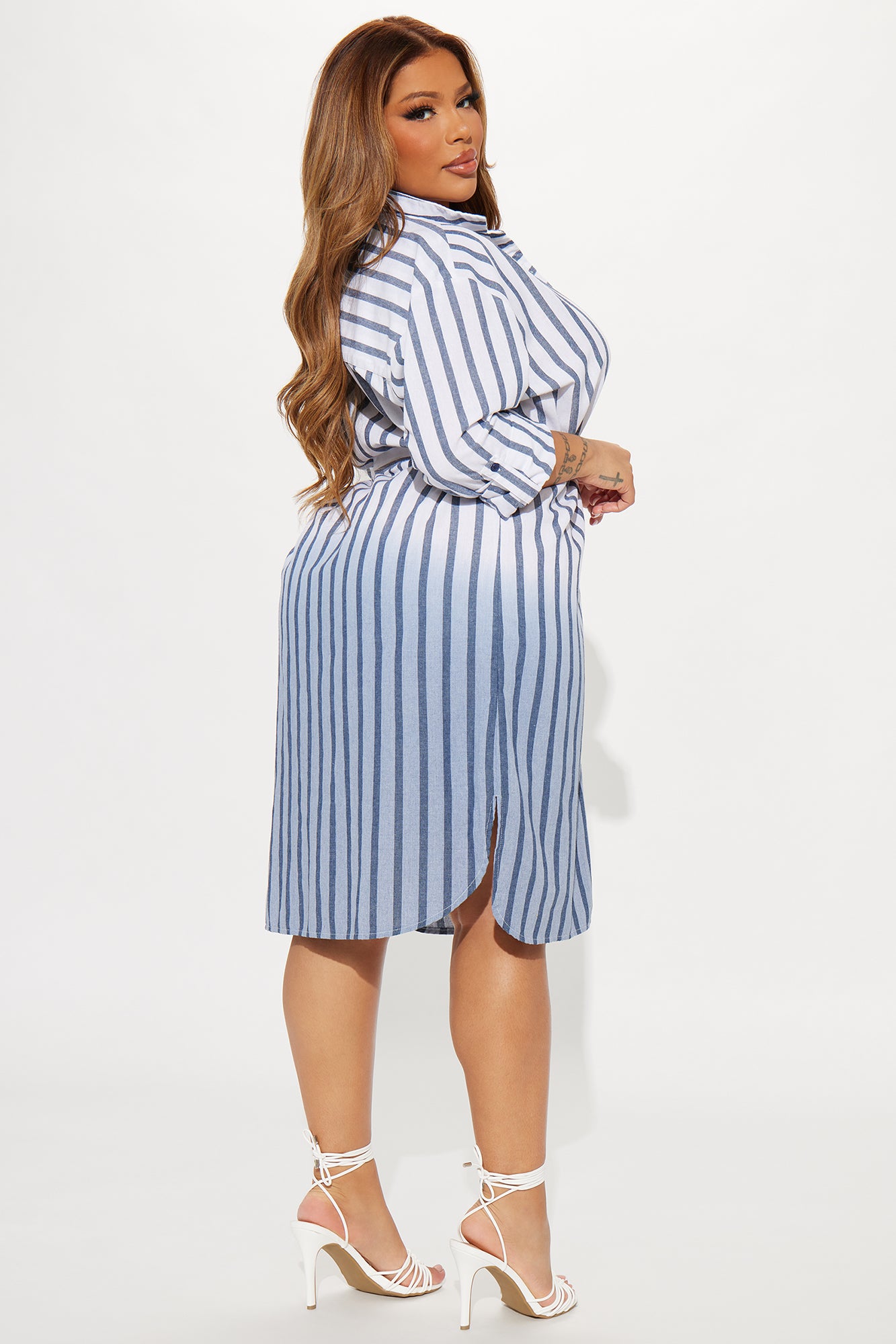 Annalisa Midi Shirt Dress - Navy - Image 6