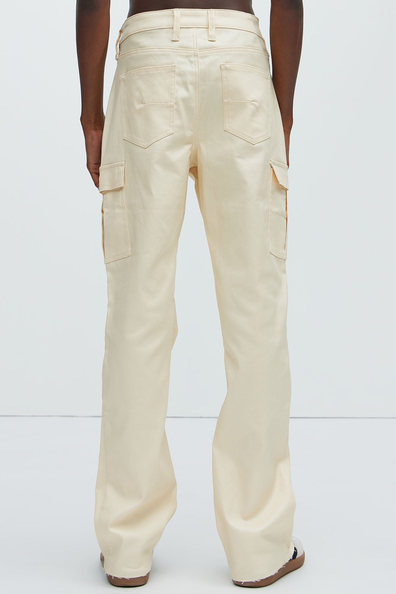 Better Be Cargo Waxed Skinny Flared Pants - Cream - Image 5