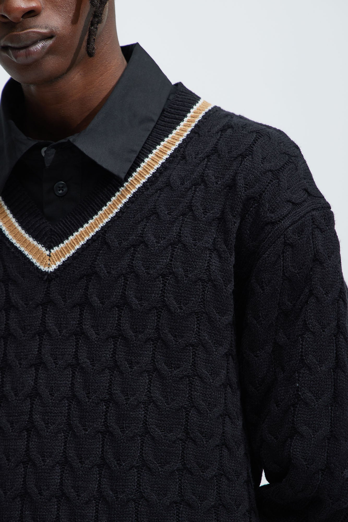 Back Again Cable Knit Sweater - Black/combo - Image 3