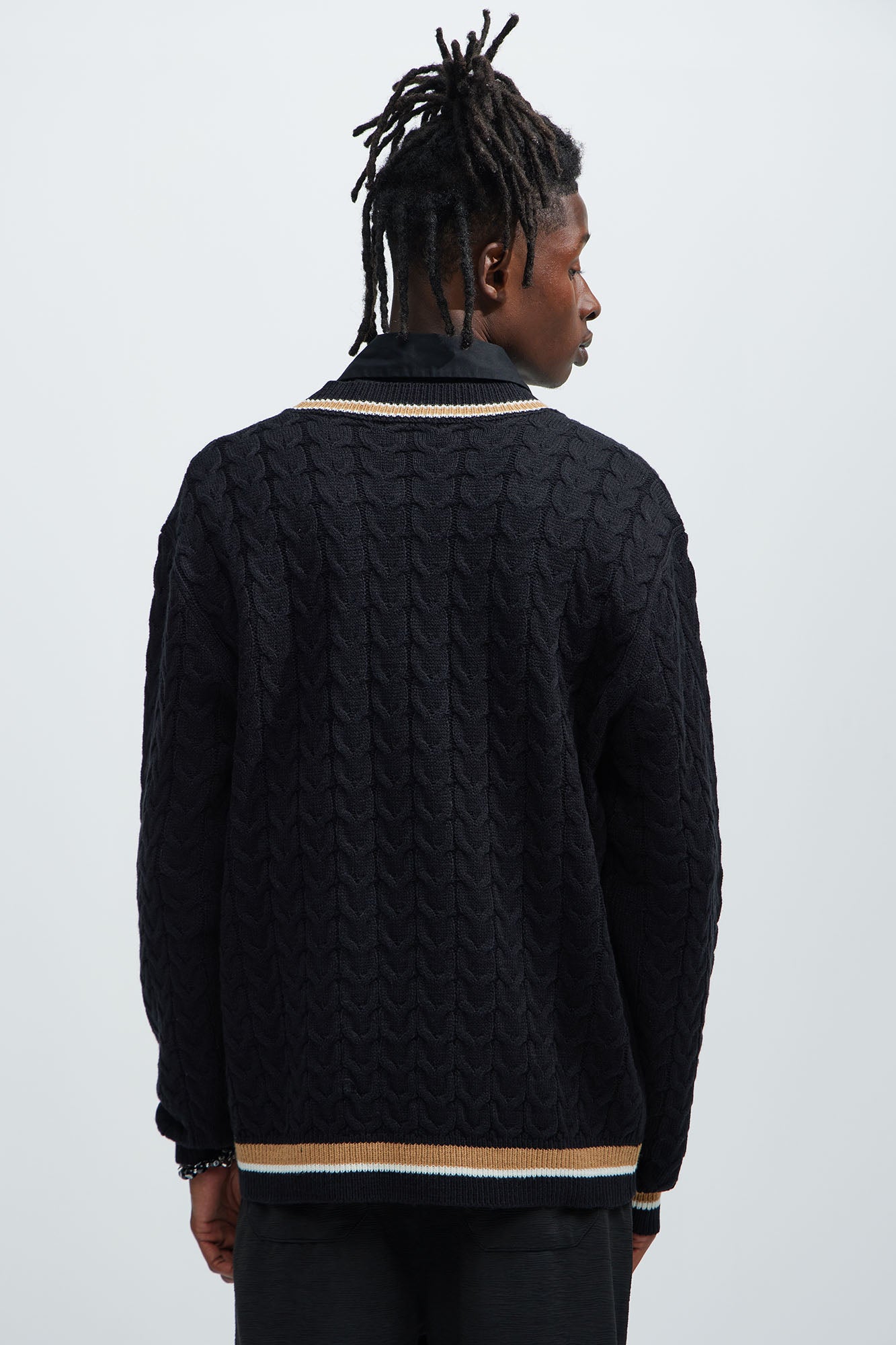 Back Again Cable Knit Sweater - Black/combo - Image 4