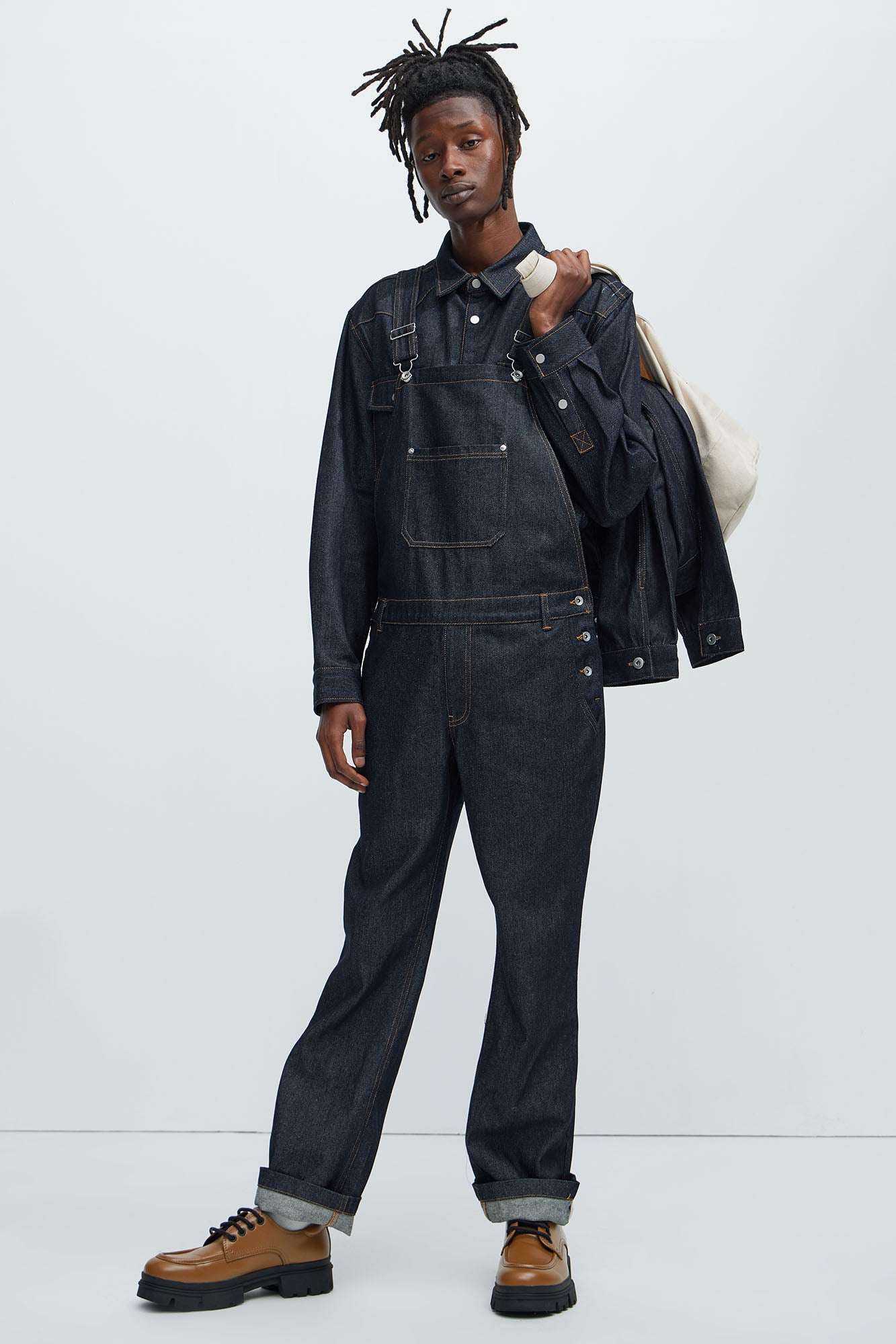 Collin Raw Denim Overalls - Indigo - Image 4