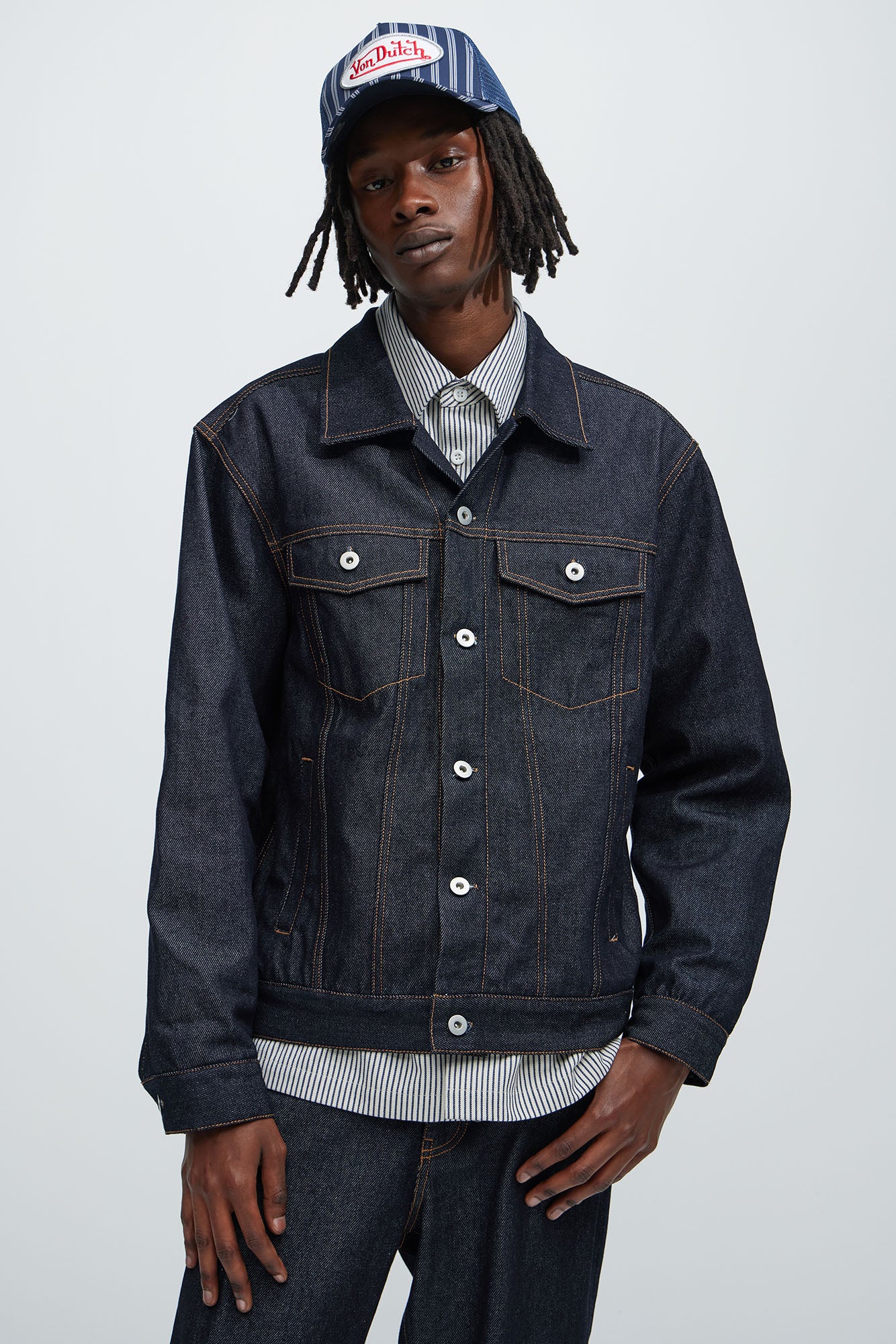 Collin Raw Denim Trucker Jacket - Indigo - Image 5