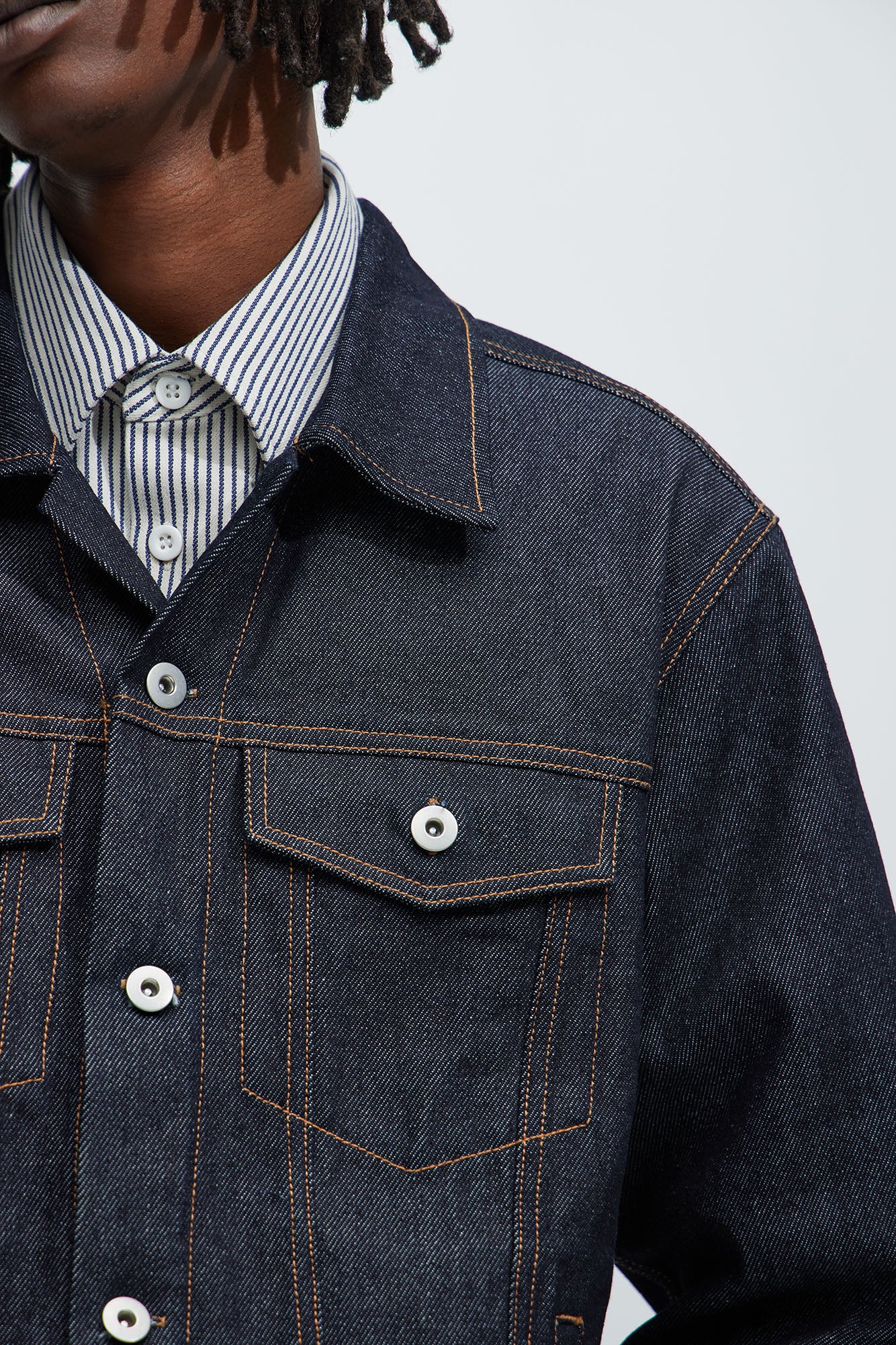 Collin Raw Denim Trucker Jacket - Indigo - Image 7