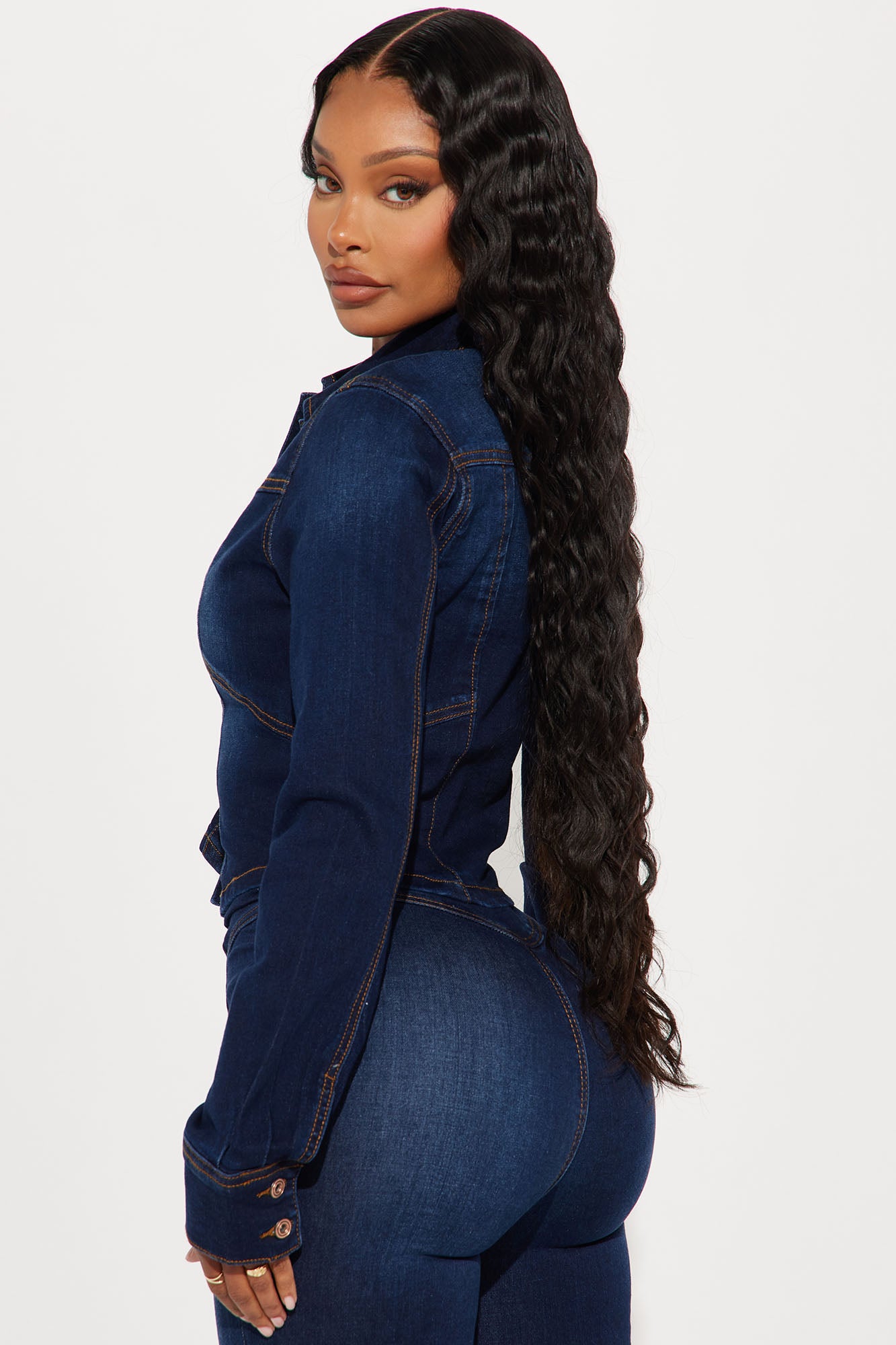 Rosemary Stretch Denim Jacket - Dark Wash - Image 5