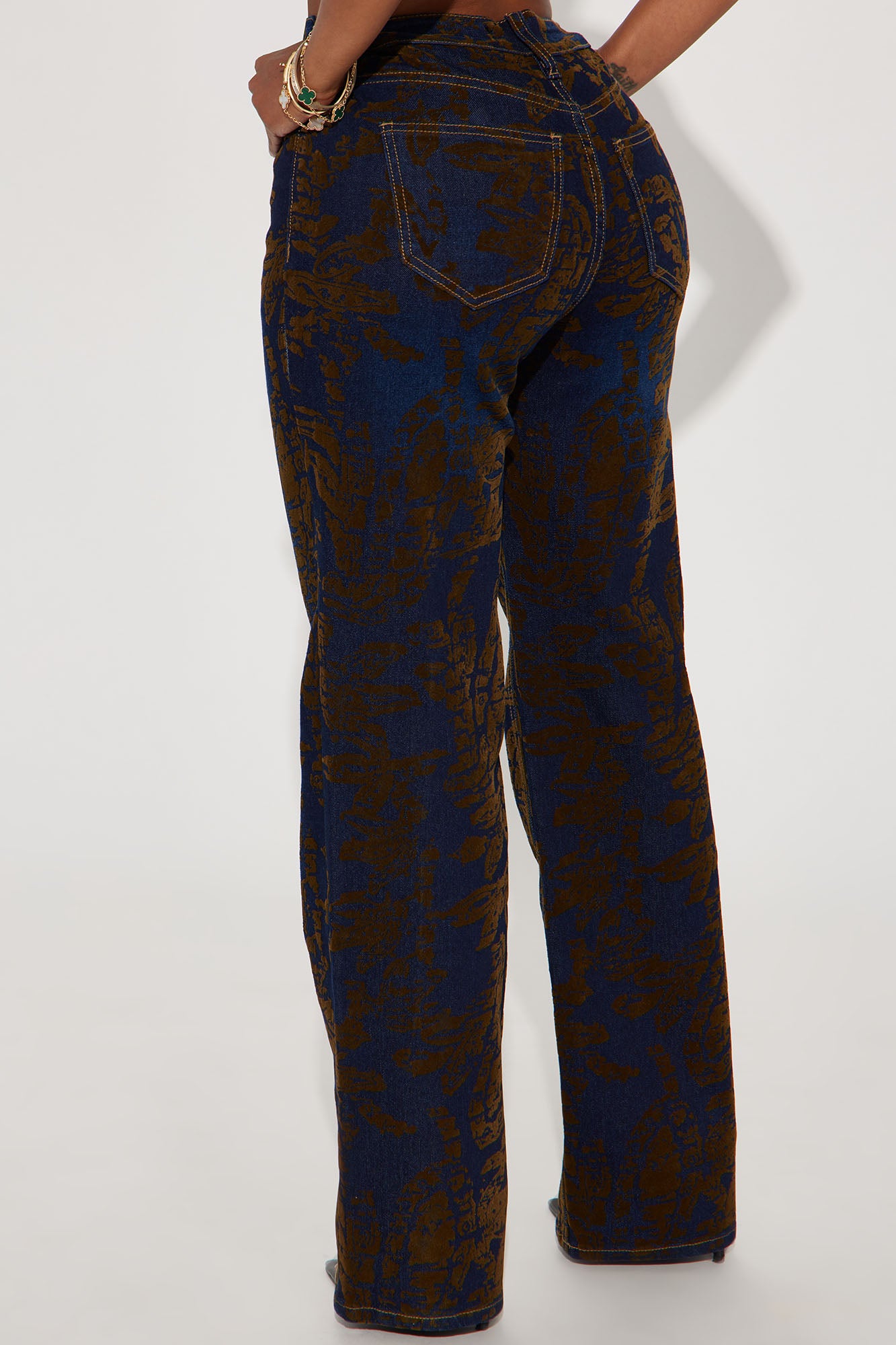 Keeping The Peace Velvet Stretch Straight Leg Jeans - Dark Wash - Image 3