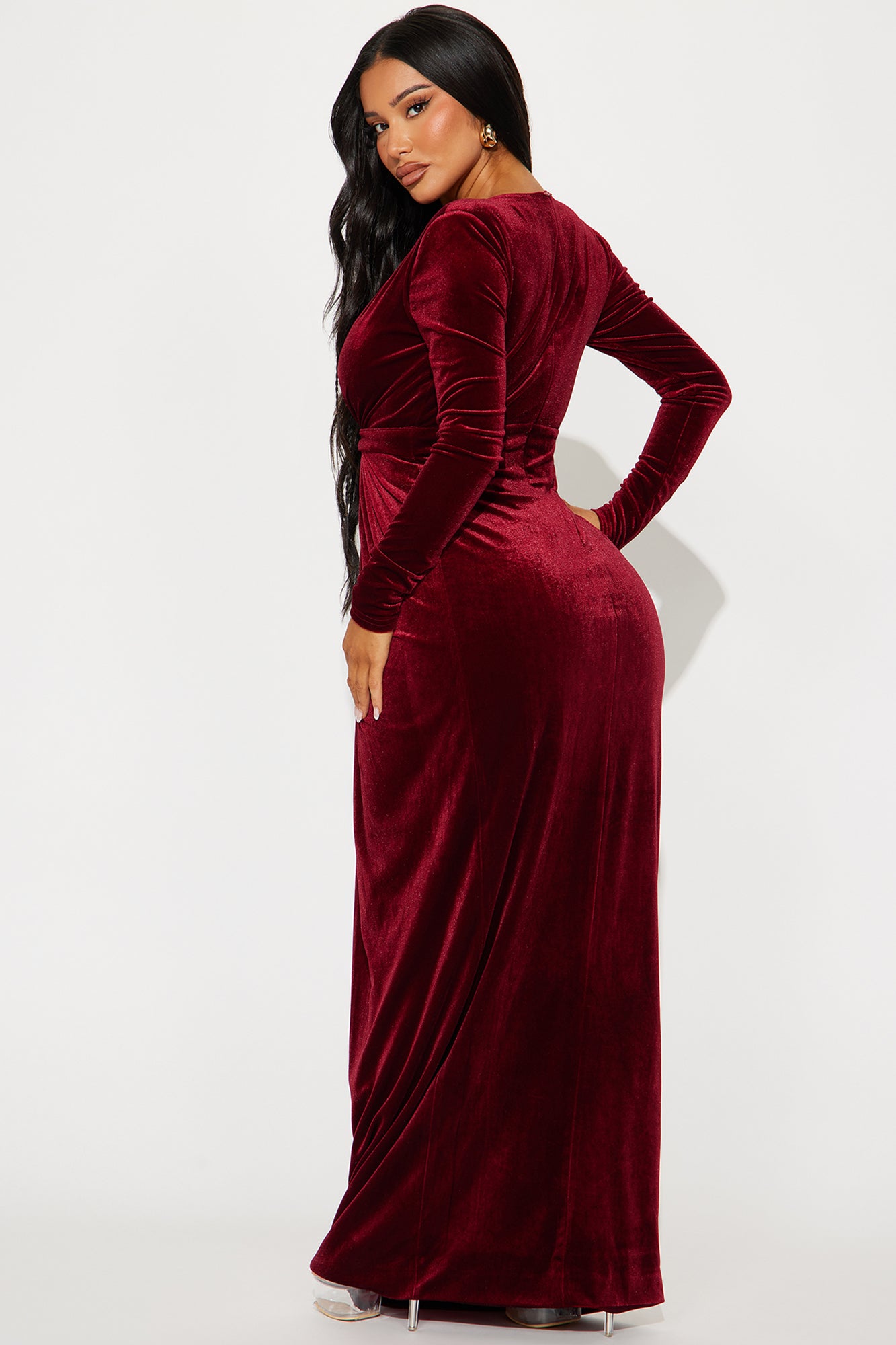 Roses Are Red Velvet Gown - Burgundy - Image 3