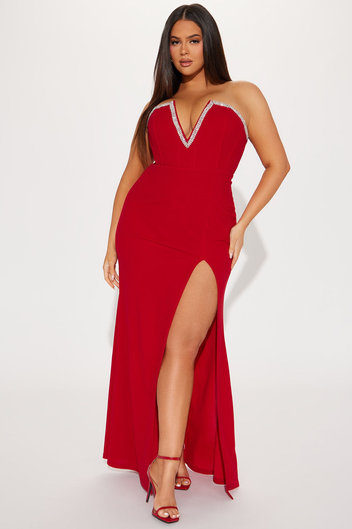 Ruby Strapless Maxi Dress - Red - Image 4