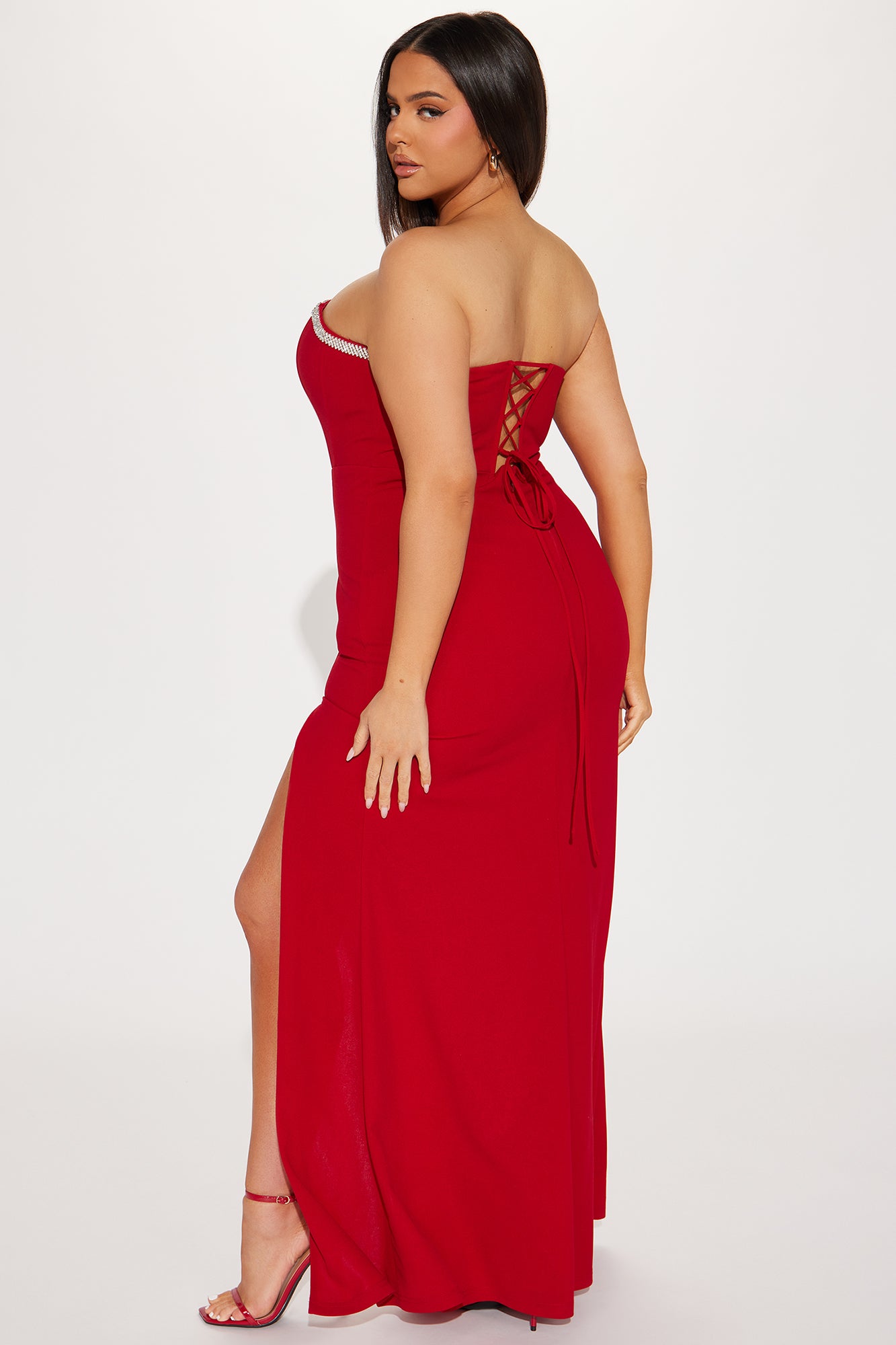 Ruby Strapless Maxi Dress - Red - Image 6