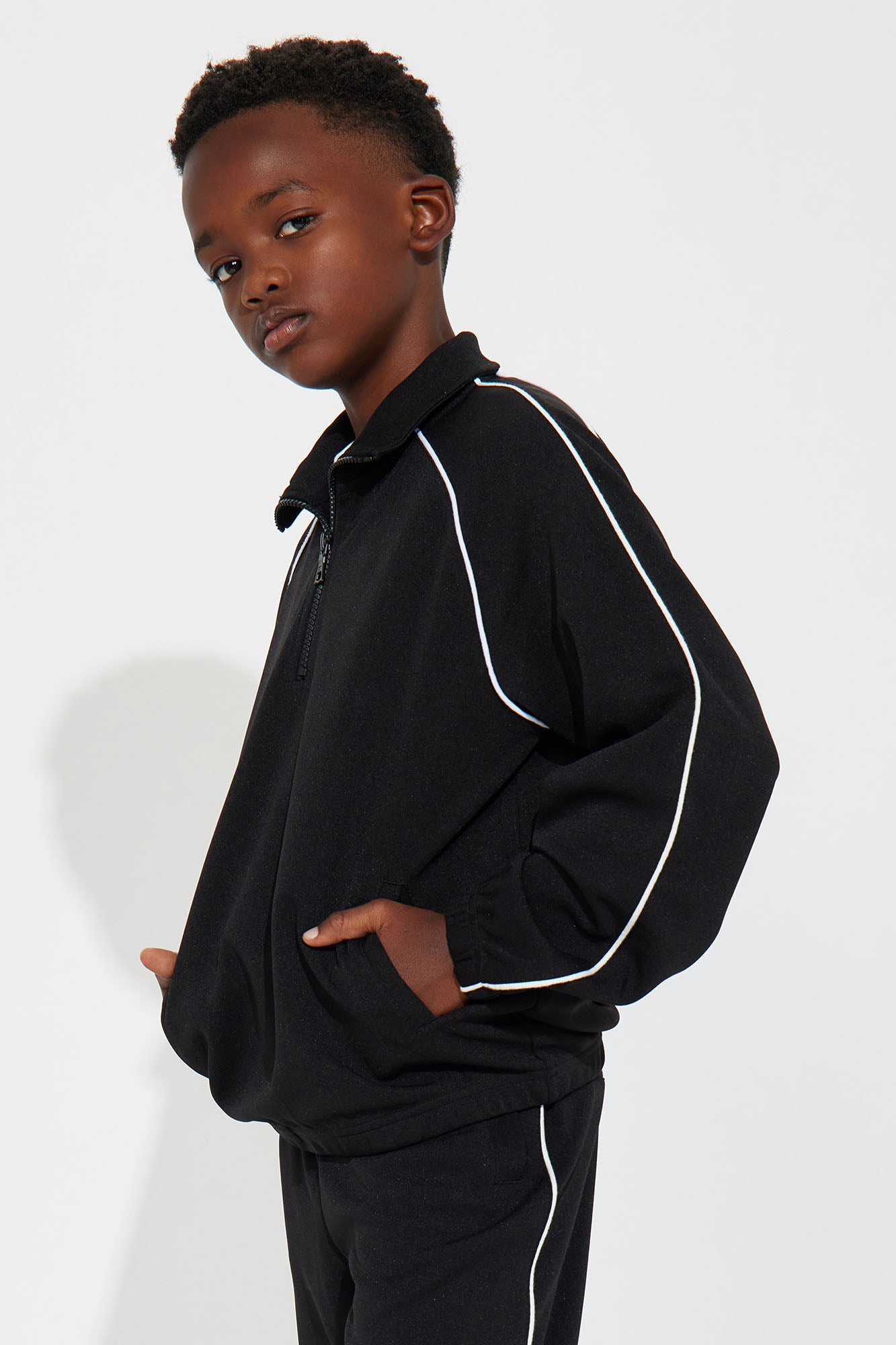 Mini Terry Track Anorak - Black - Image 3