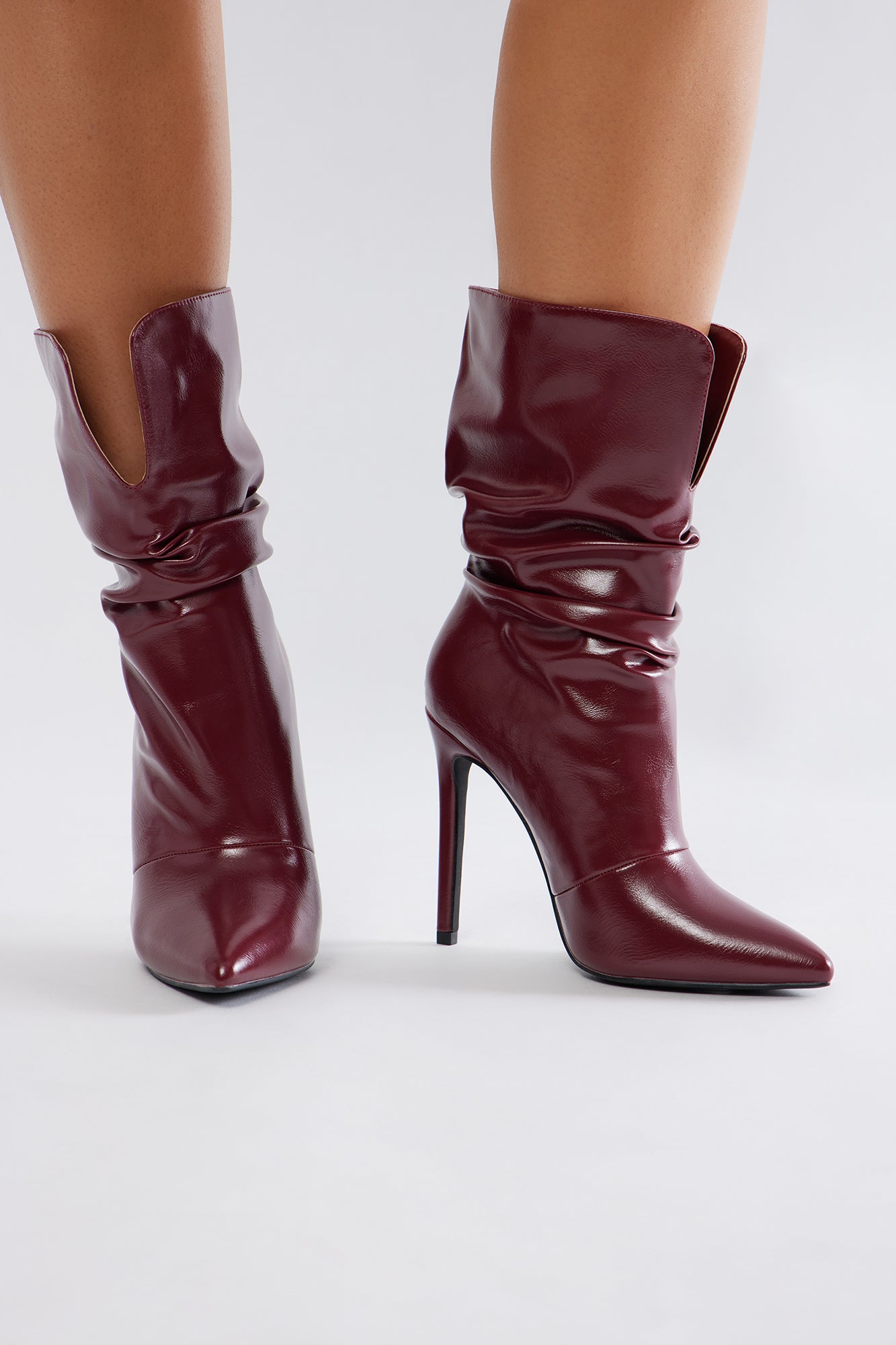 Skye Slouchy Booties - Burgundy - Image 4