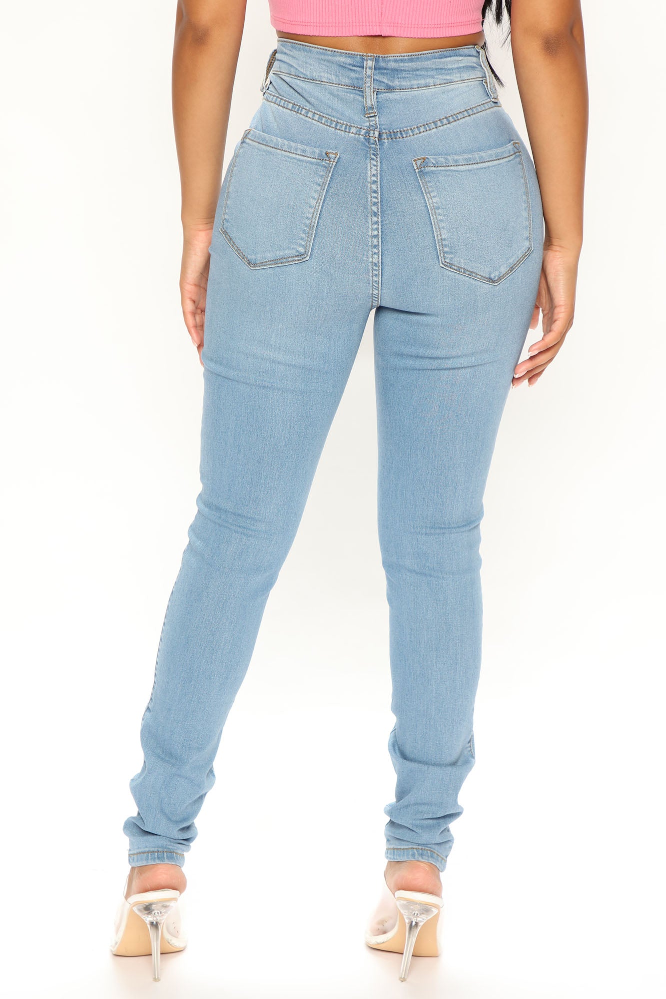 Petite Classic High Waist Skinny Jeans - Light Blue Wash - Image 3