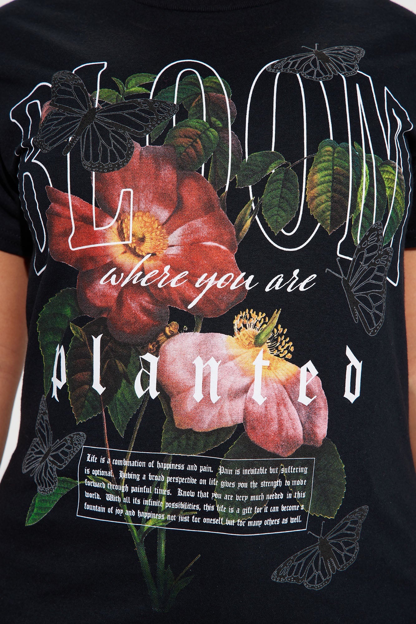 Watch Me Bloom Graphic Tshirt - Black - Image 3