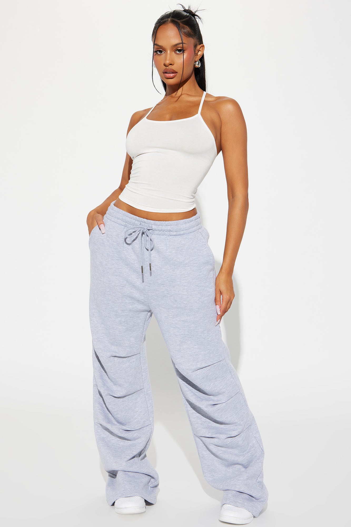 Want It All Ruched Lounge Pant - Heather Grey - Image 3