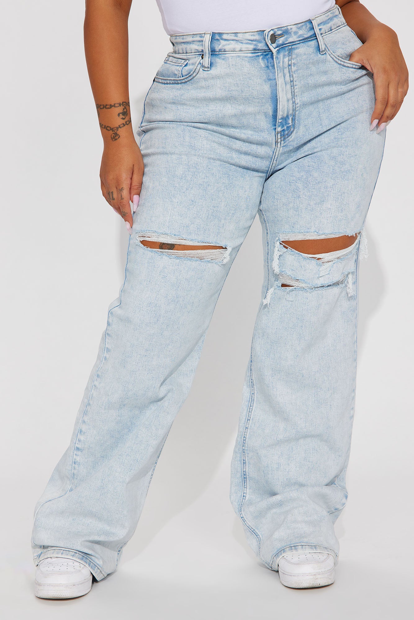 Remi Ripped Stretch Baggy Jeans - Vintage Wash - Image 5