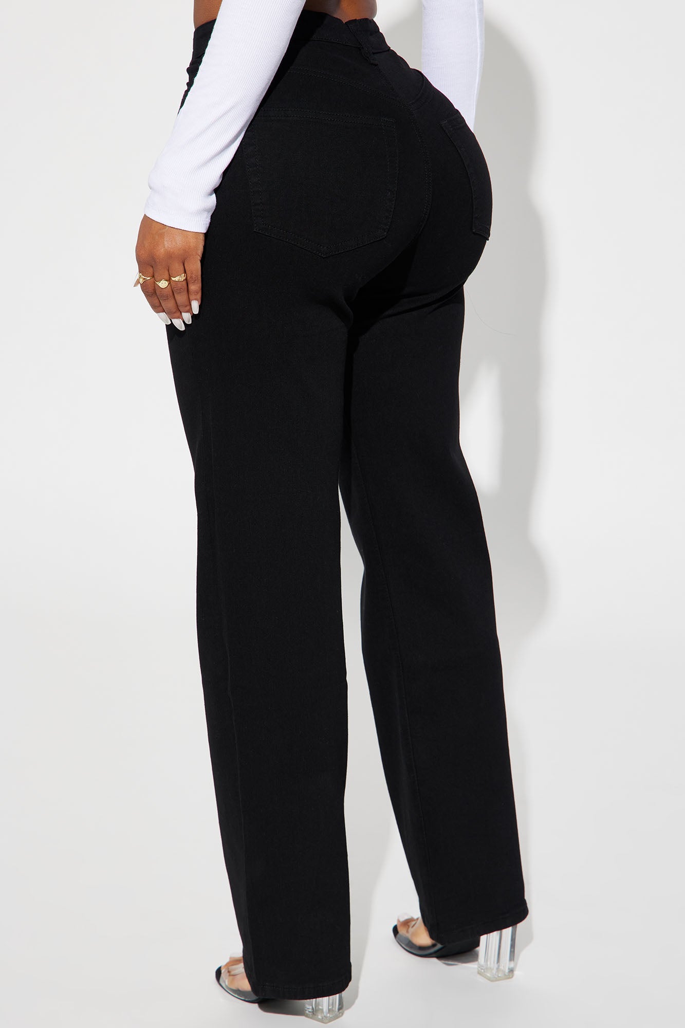 Simply Basic Stretch Straight Jeans - Black - Image 3