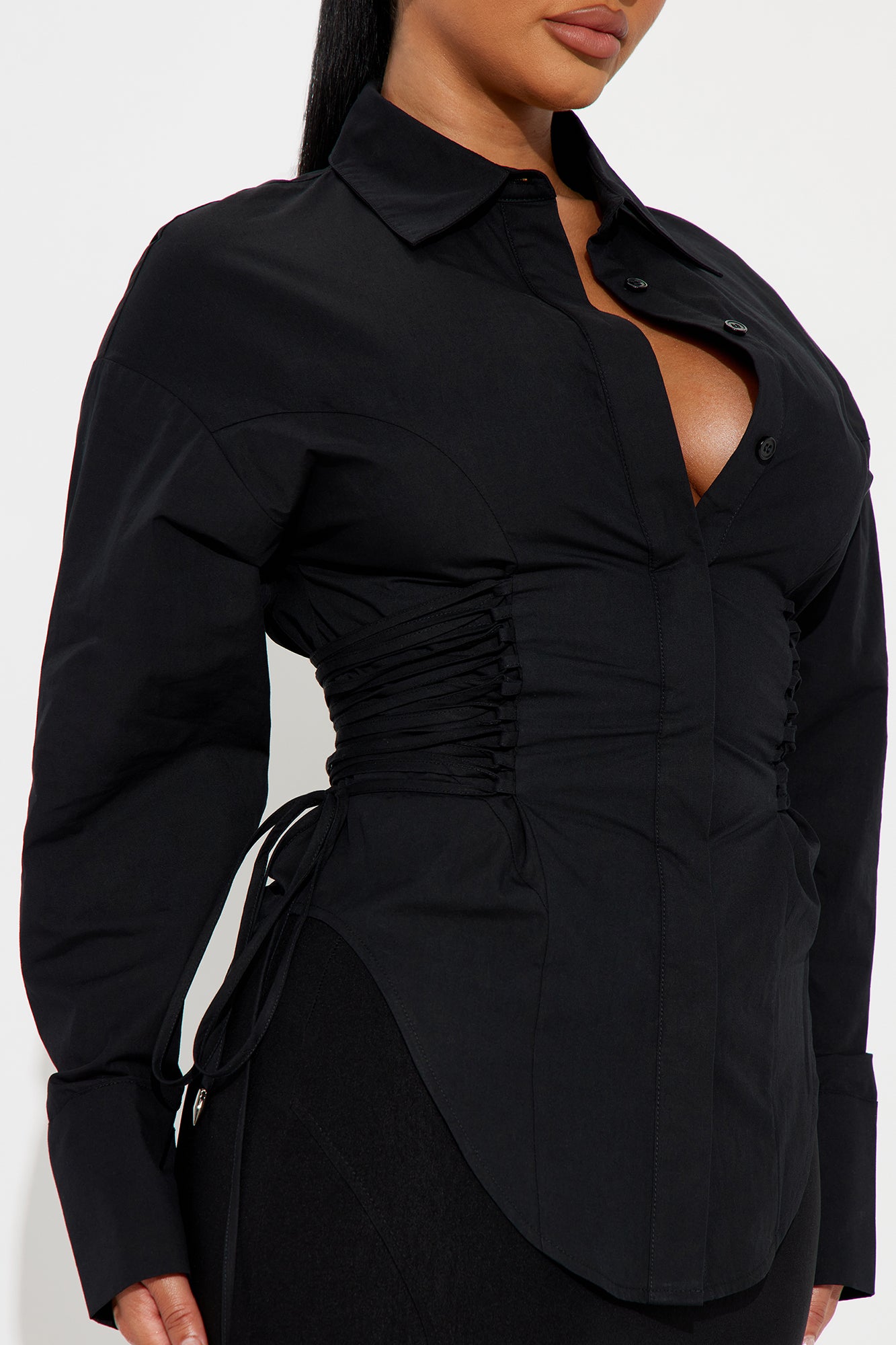 Too Cool Lace Up Shirt - Black - Image 3