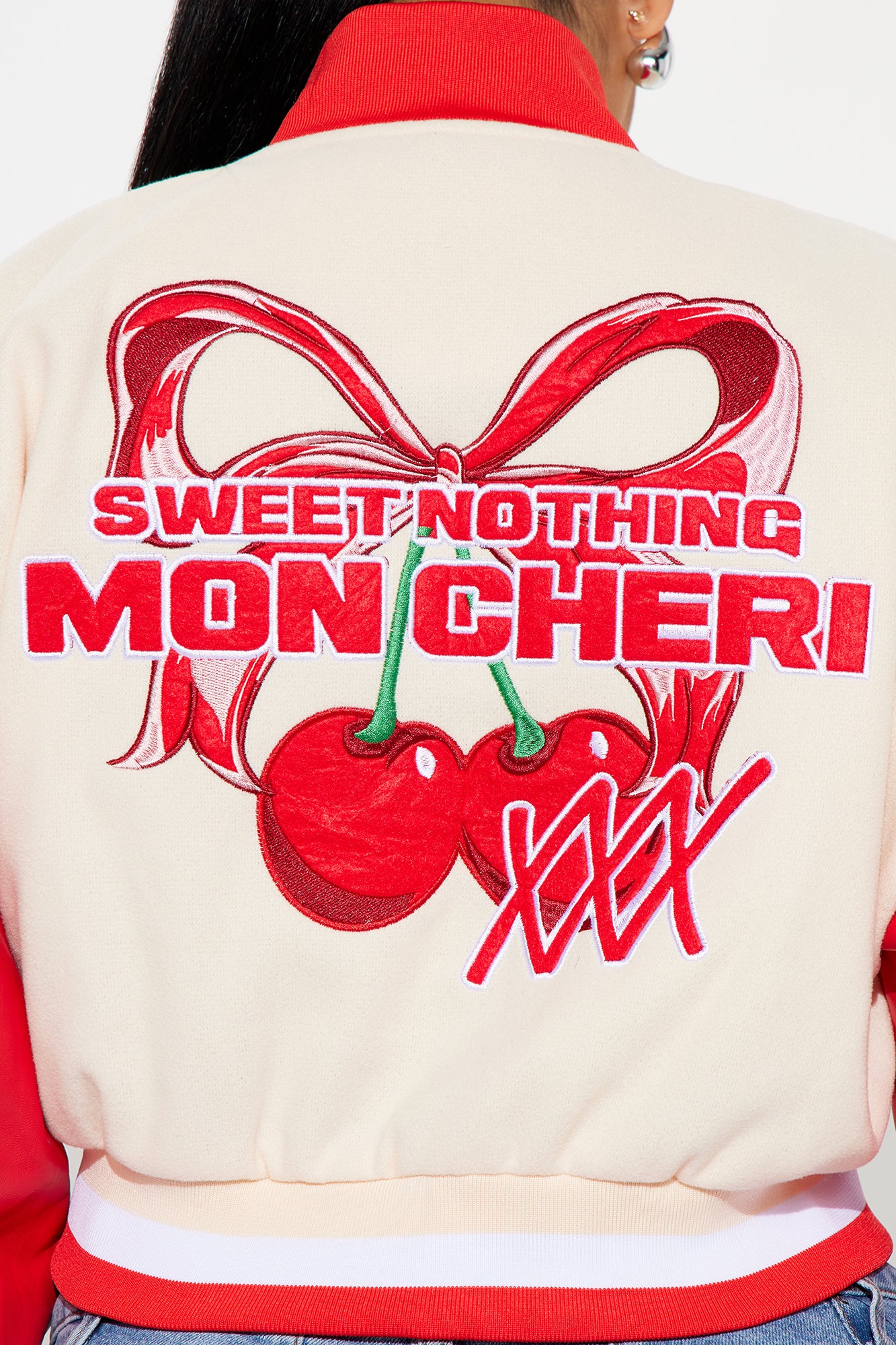 Mon Cheri Cropped Varsity Jacket - Taupe/combo - Image 6