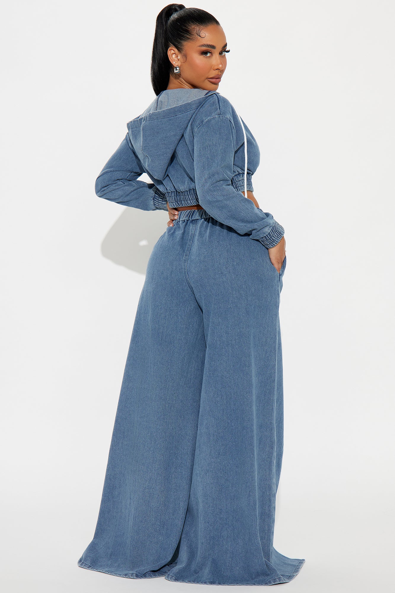Keep Up With Me Denim Pant Set - Blue - Image 3