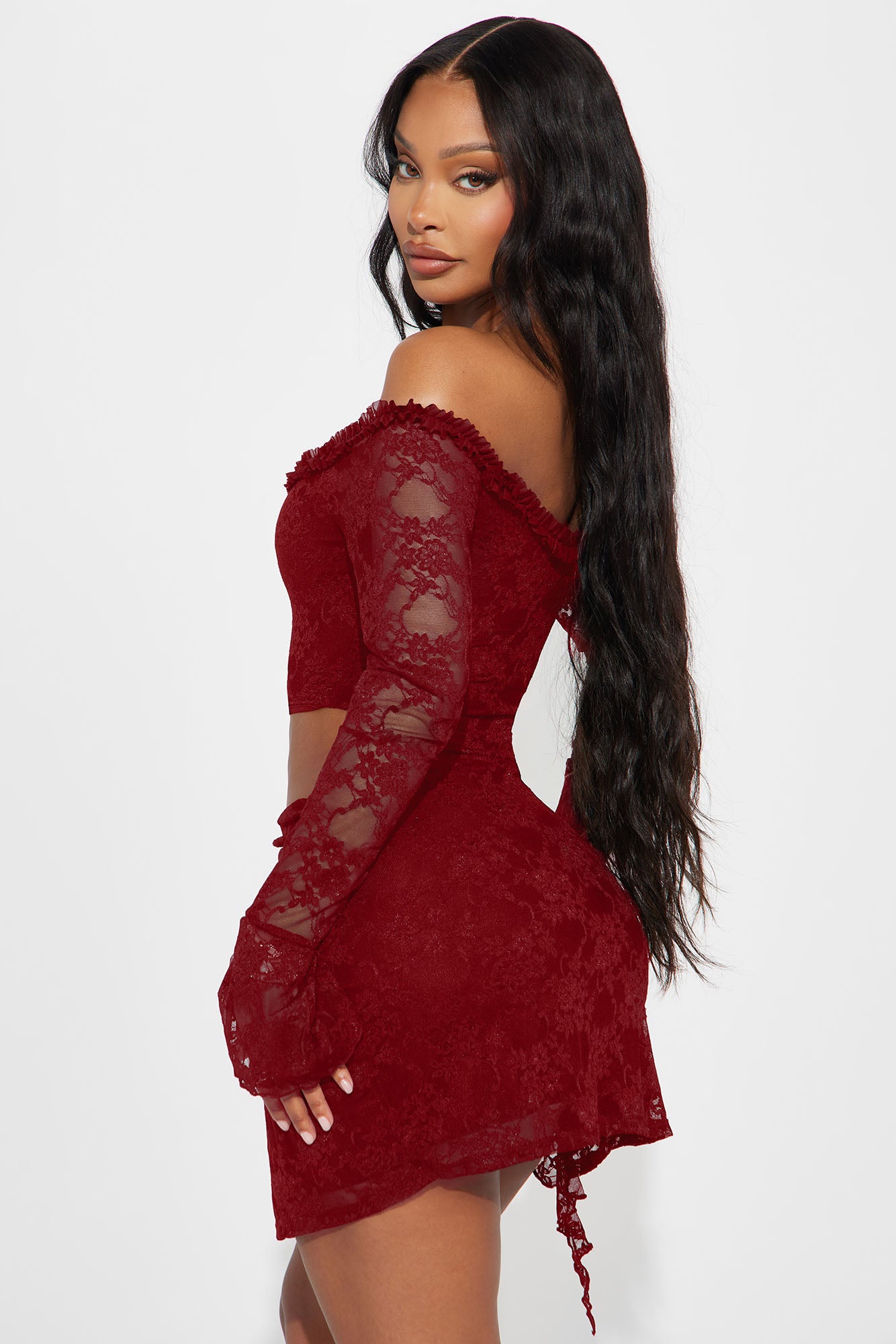 One Of One Lace Mini Dress - Red - Image 3