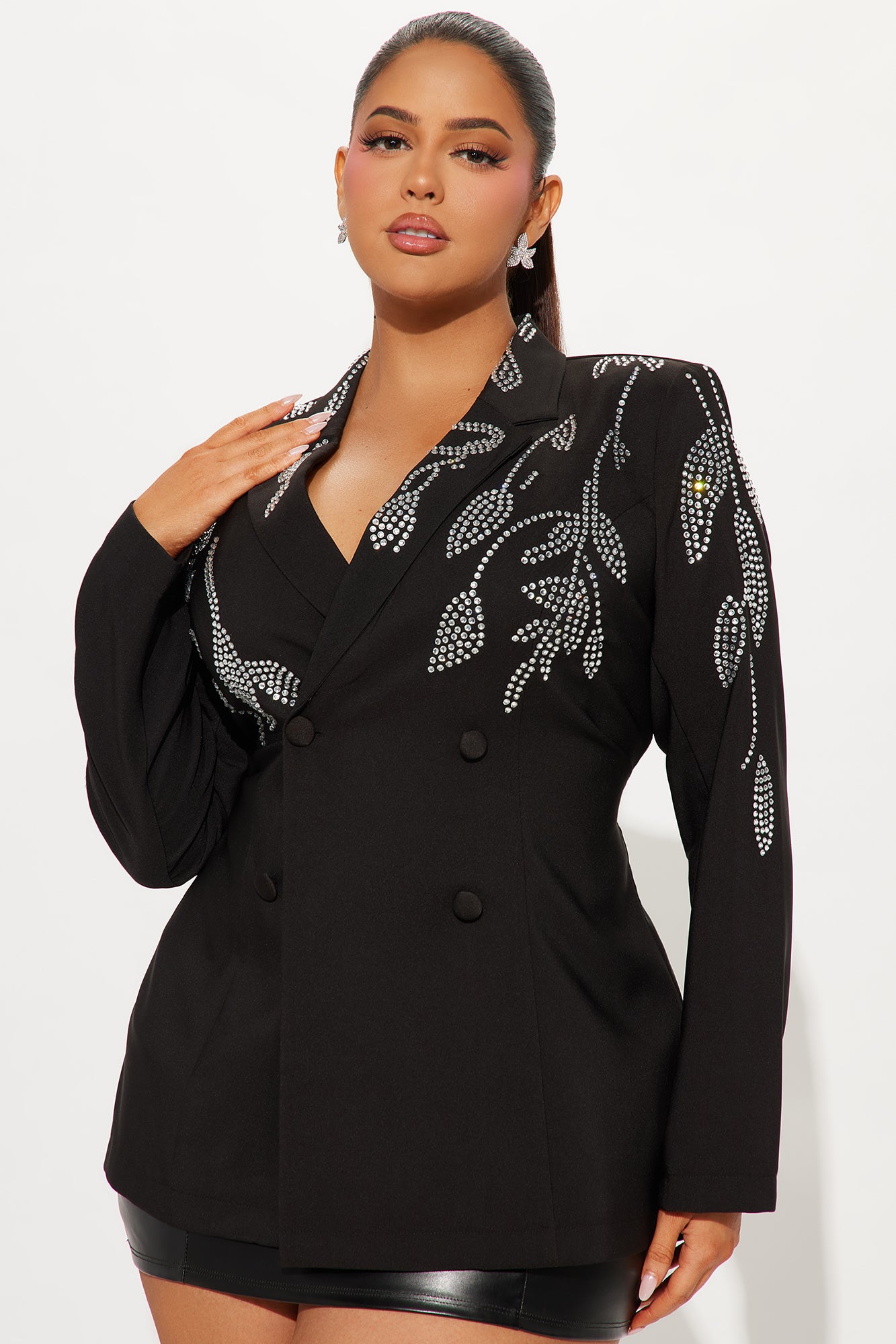 Stand Out Rhinestone Blazer - Black - Image 6