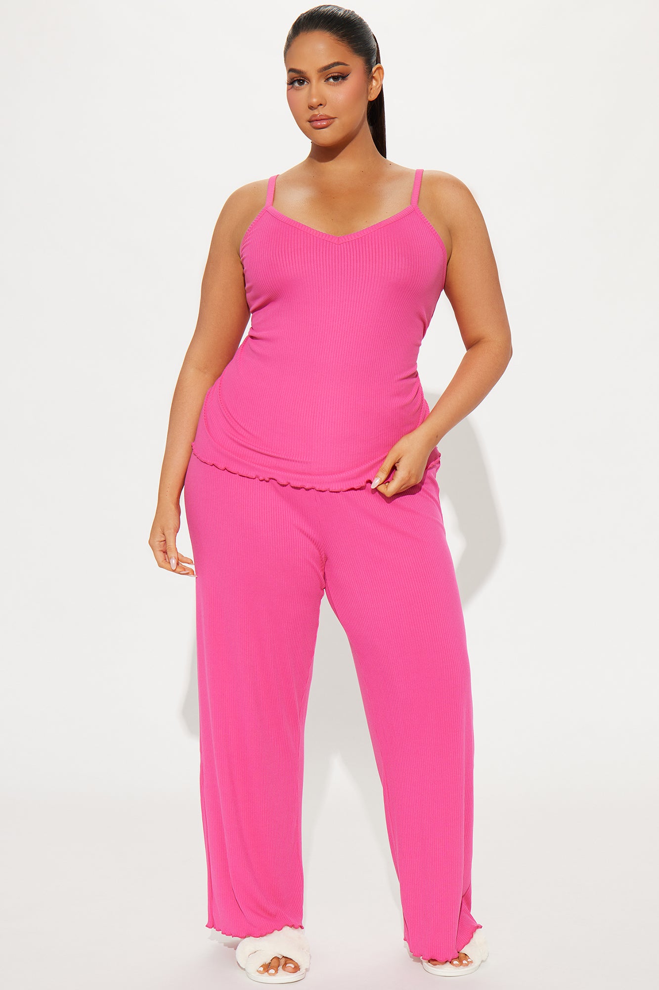 Comfy Mood Ribbed PJ Pant Set - Fuchsia - Image 4