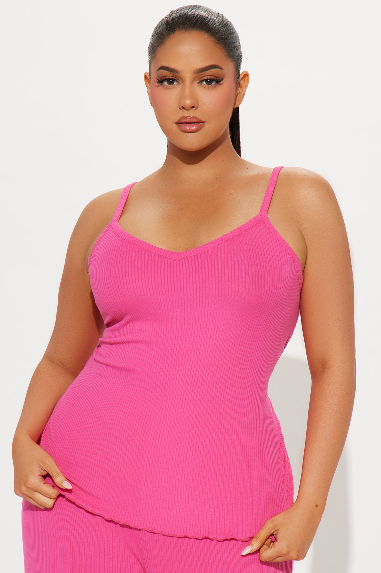 Comfy Mood Ribbed PJ Pant Set - Fuchsia - Image 5