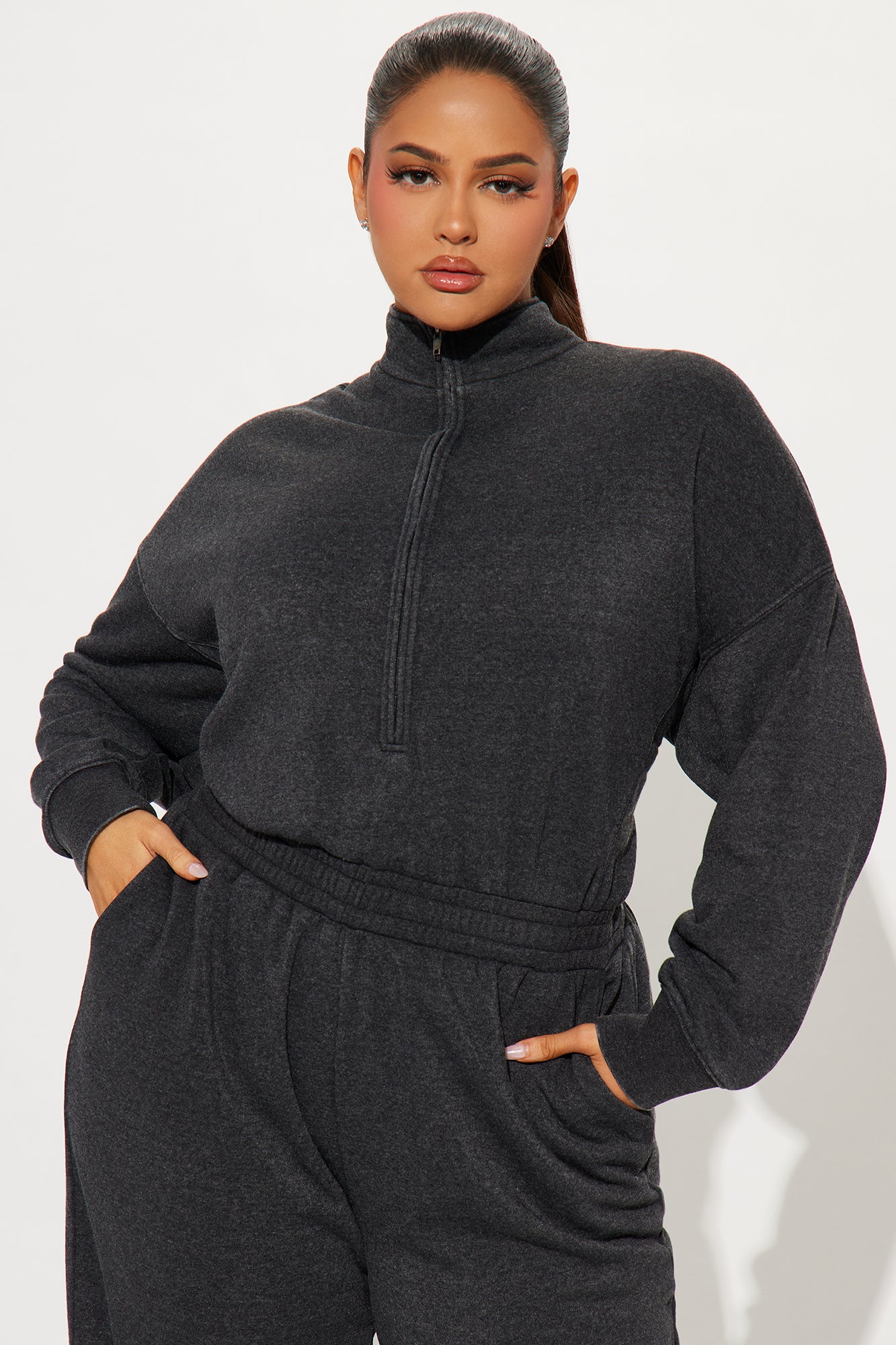 Build You Up French Terry Jumpsuit - Black - Image 5