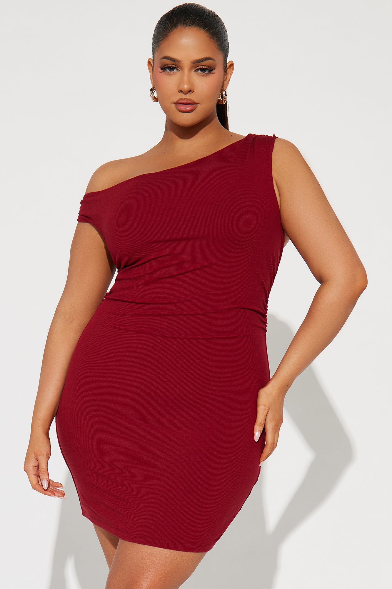 Beloved One Ribbed Mini Dress - Burgundy - Image 4